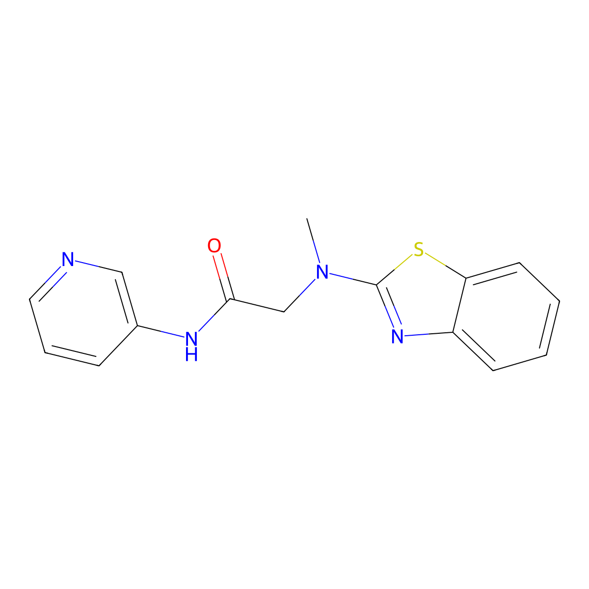 2-(benzo[d]thiazol-2-yl(methyl)amino)-N-(pyridin-3-yl)acetamide molecular structure, CAS 1396807-19-4