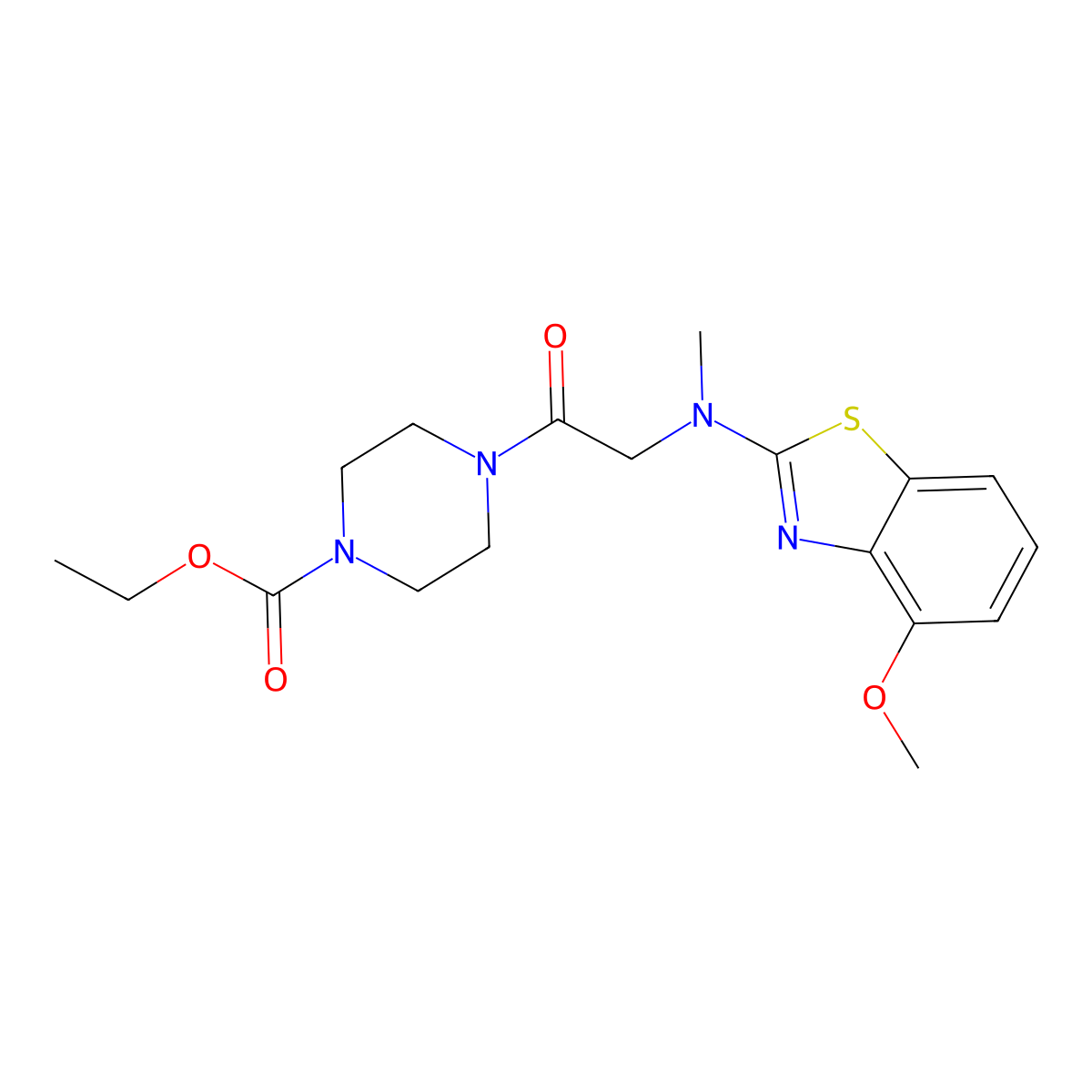 Ethyl 4-(2-((4-methoxybenzo[d]thiazol-2-yl)(methyl)amino)acetyl)piperazine-1-carboxylate molecular structure, CAS 1396807-27-4