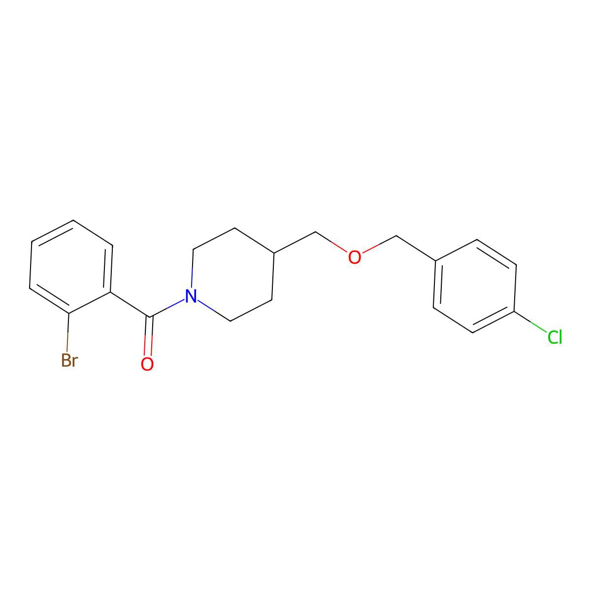 (2-Bromophenyl)(4-(((4-chlorobenzyl)oxy)methyl)piperidin-1-yl)methanone molecular structure, CAS 1396807-28-5