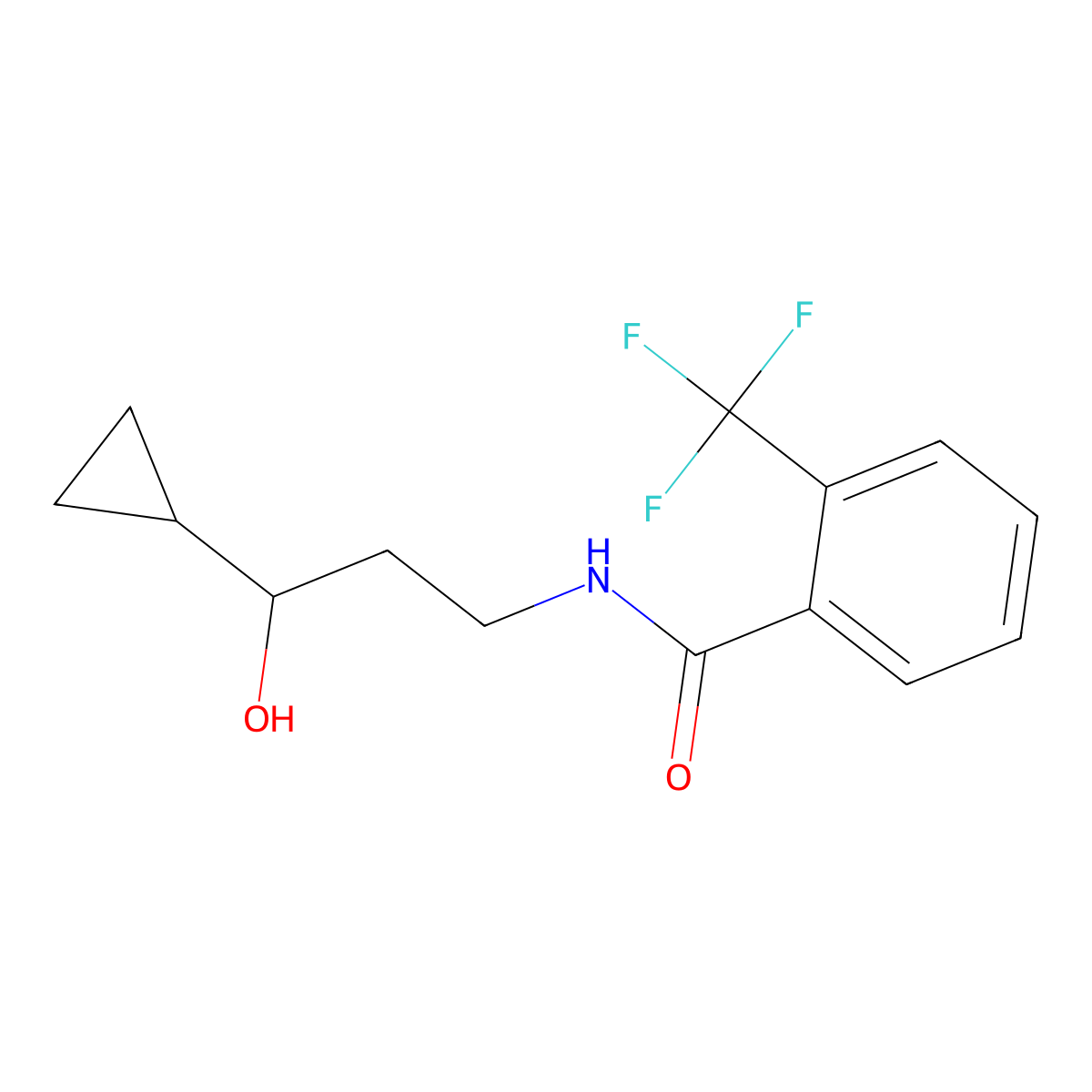 N-(3-cyclopropyl-3-hydroxypropyl)-2-(trifluoromethyl)benzamide molecular structure, CAS 1396807-29-6