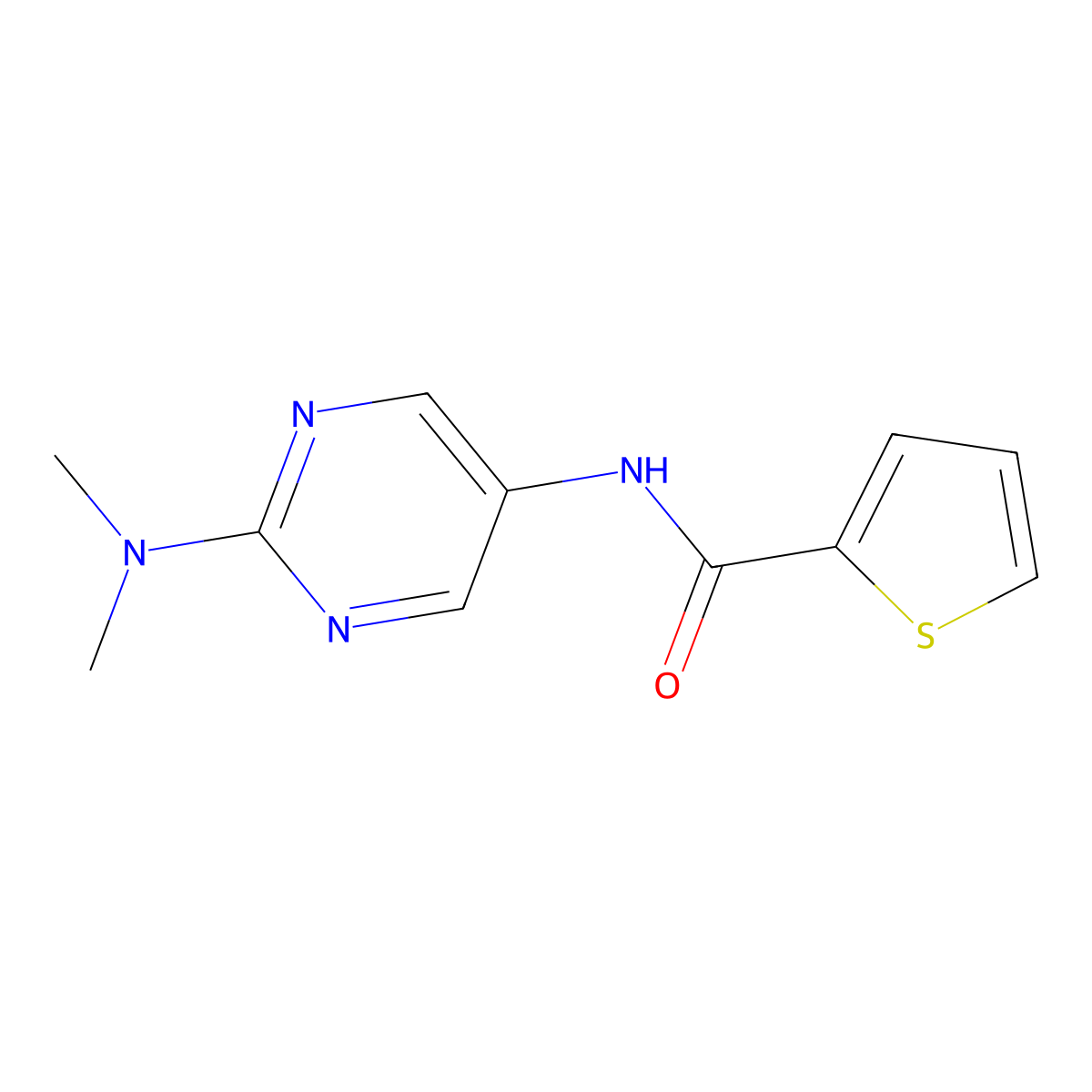 N-[2-(dimethylamino)pyrimidin-5-yl]thiophene-2-carboxamide molecular structure, CAS 1396807-33-2