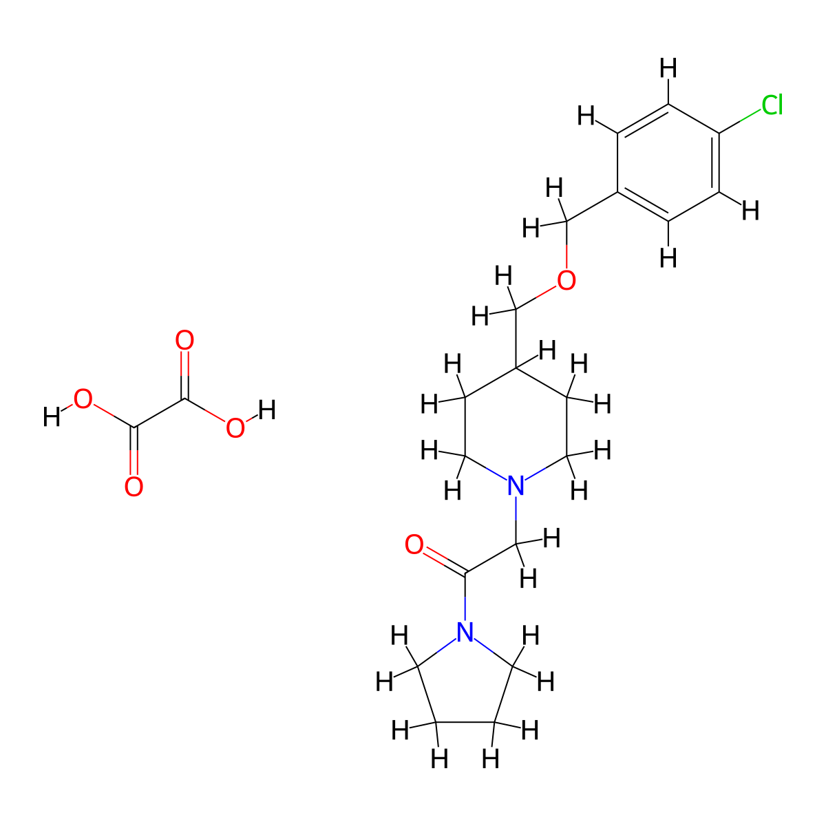 2-(4-(((4-Chlorobenzyl)oxy)methyl)piperidin-1-yl)-1-(pyrrolidin-1-yl)ethanone oxalate molecular structure, CAS 1396807-35-4
