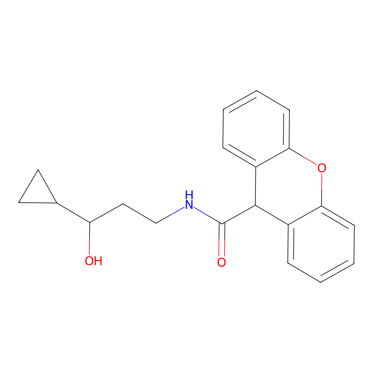 N-(3-cyclopropyl-3-hydroxypropyl)-9H-xanthene-9-carboxamide molecular structure, CAS 1396807-38-7