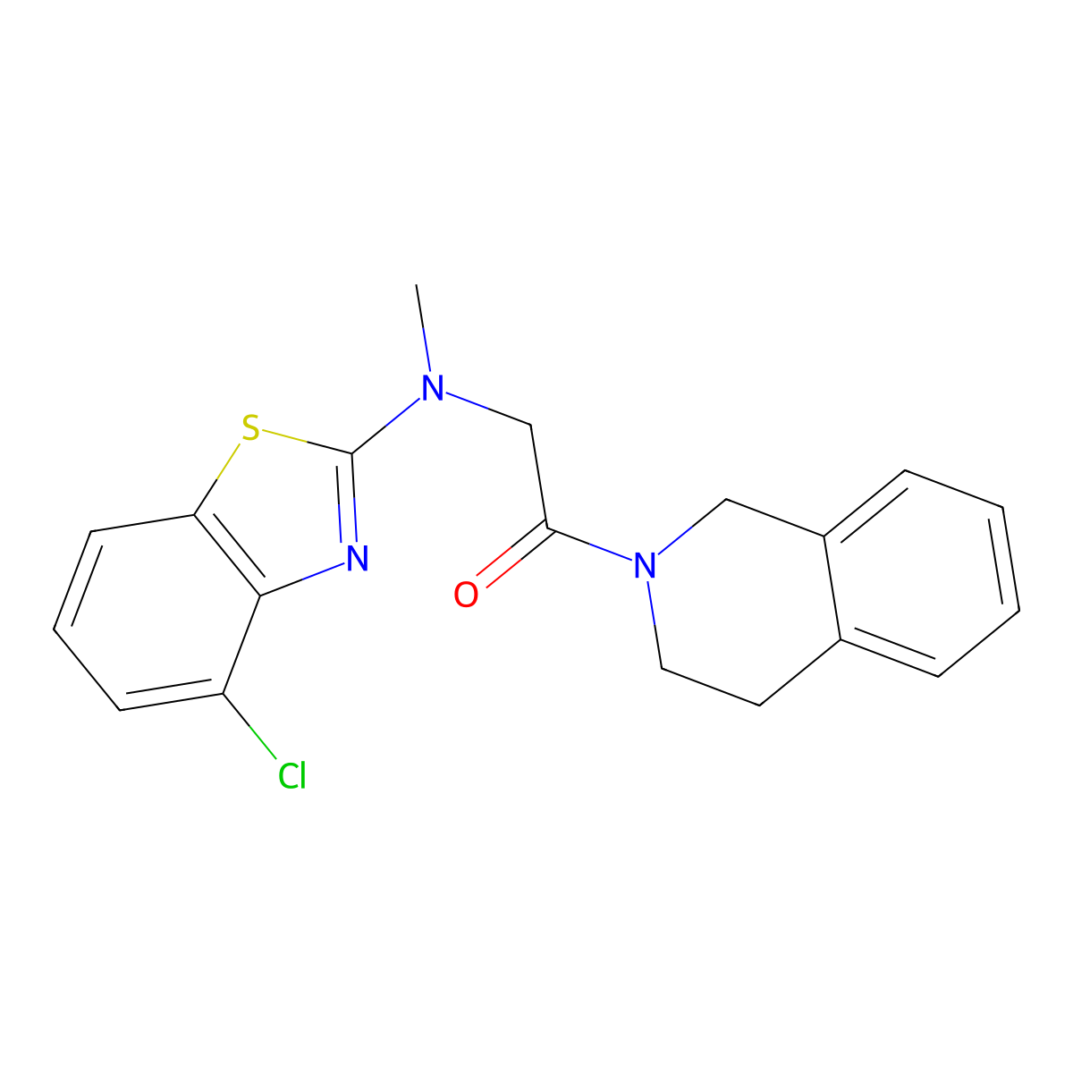 2-((4-chlorobenzo[d]thiazol-2-yl)(methyl)amino)-1-(3,4-dihydroisoquinolin-2(1H)-yl)ethanone molecular structure, CAS 1396807-39-8