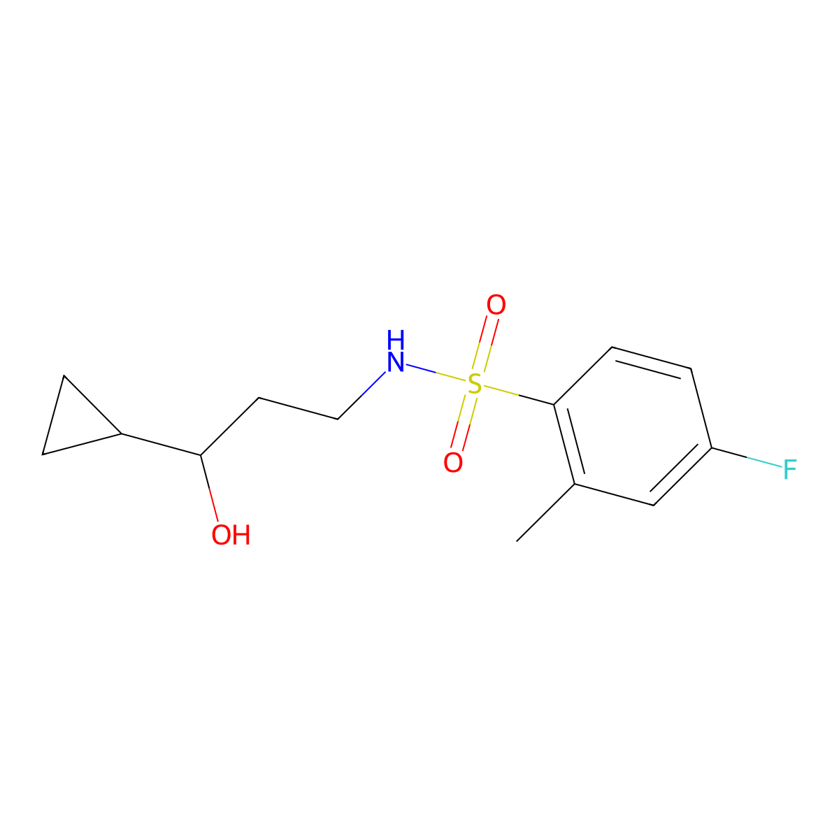 N-(3-cyclopropyl-3-hydroxypropyl)-4-fluoro-2-methylbenzenesulfonamide molecular structure, CAS 1396807-46-7