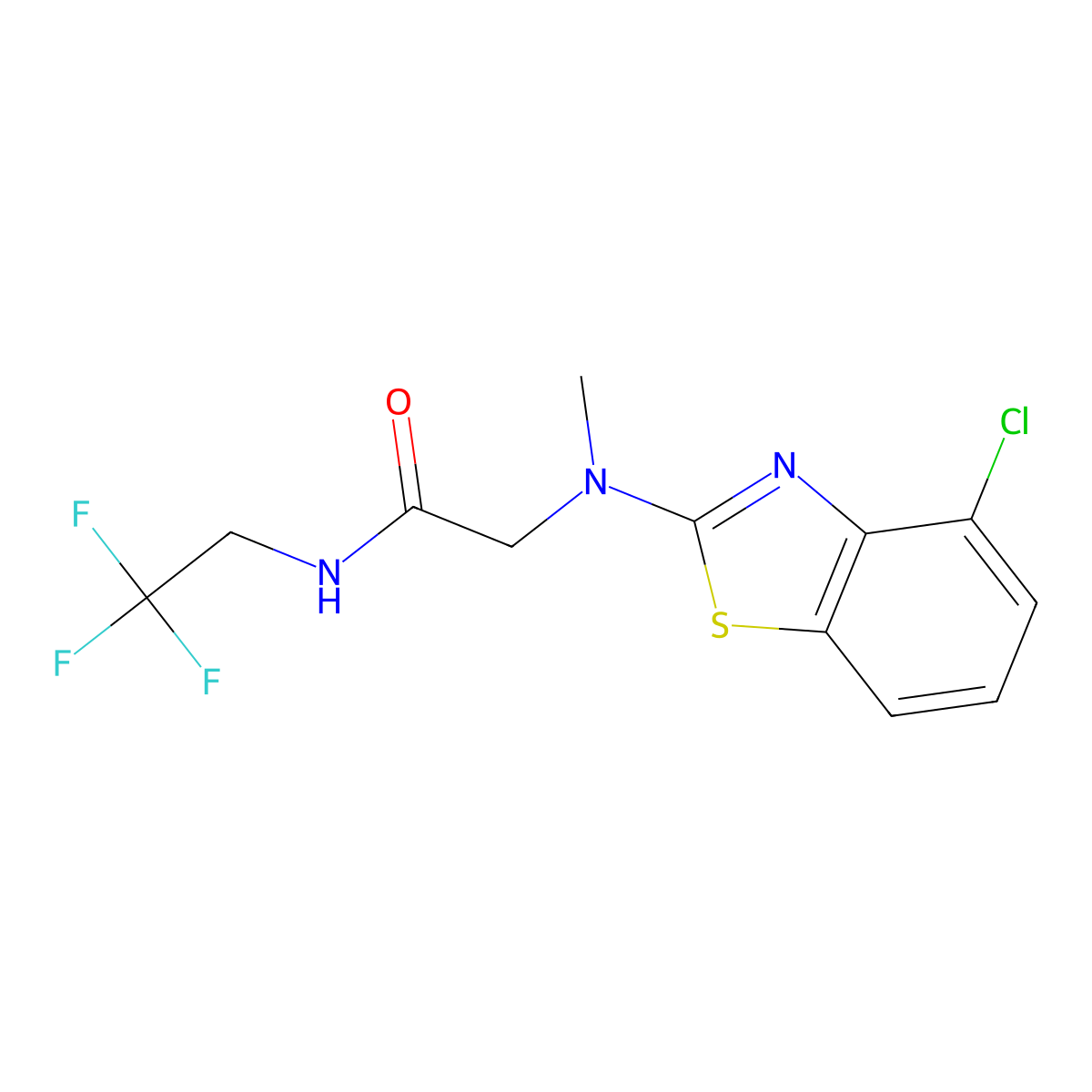 2-((4-chlorobenzo[d]thiazol-2-yl)(methyl)amino)-N-(2,2,2-trifluoroethyl)acetamide molecular structure, CAS 1396807-49-0