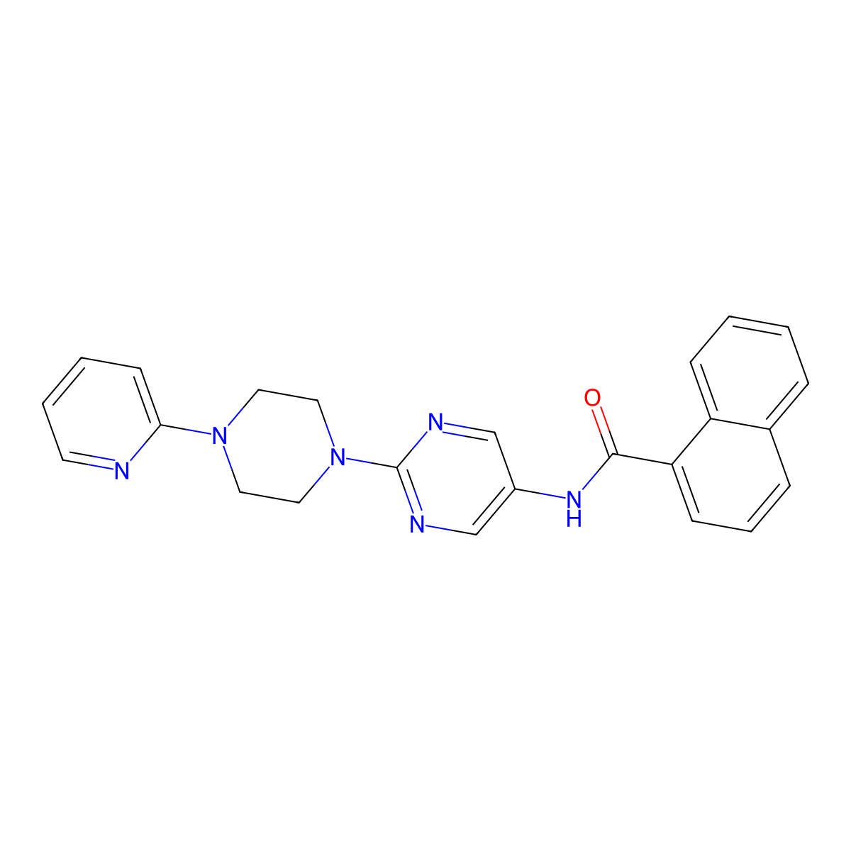 N-(2-(4-(pyridin-2-yl)piperazin-1-yl)pyrimidin-5-yl)-1-naphthamide molecular structure, CAS 1396807-64-9