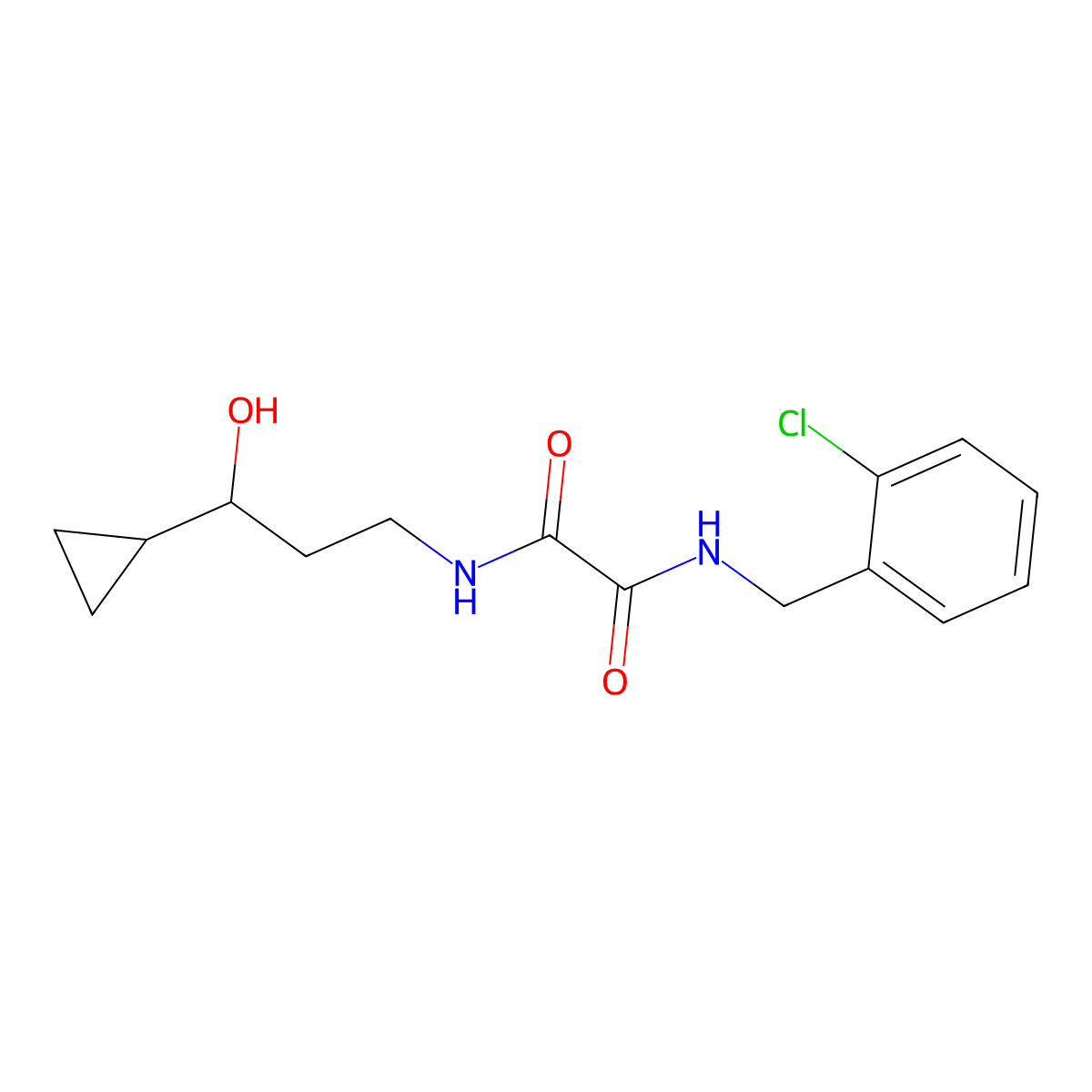 N1-(2-chlorobenzyl)-N2-(3-cyclopropyl-3-hydroxypropyl)oxalamide molecular structure, CAS 1396807-66-1