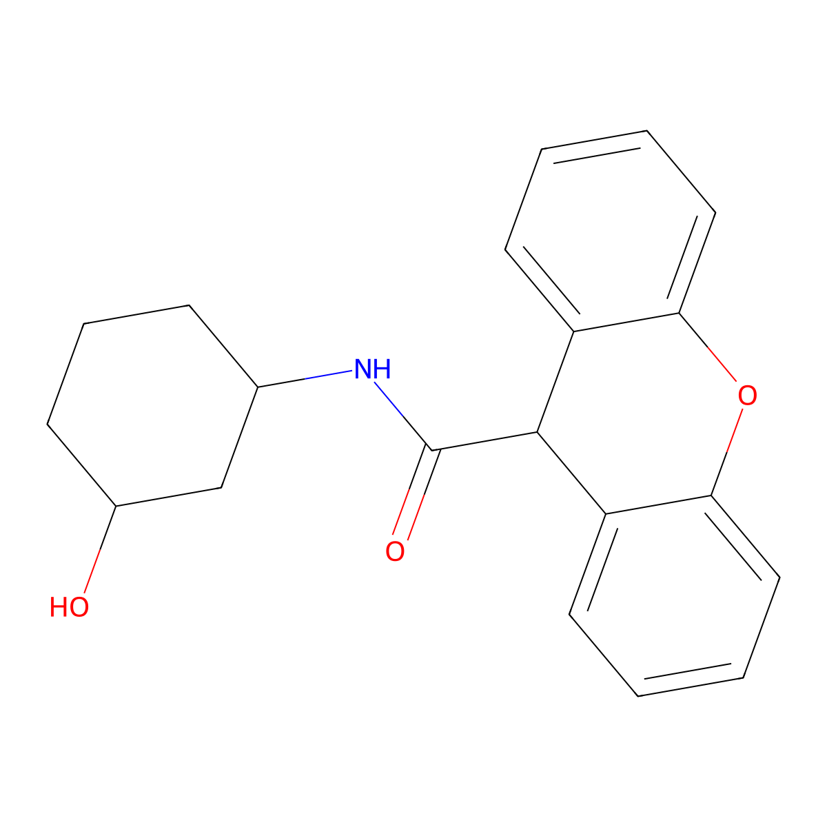 N-(3-hydroxycyclohexyl)-9H-xanthene-9-carboxamide molecular structure, CAS 1396807-67-2
