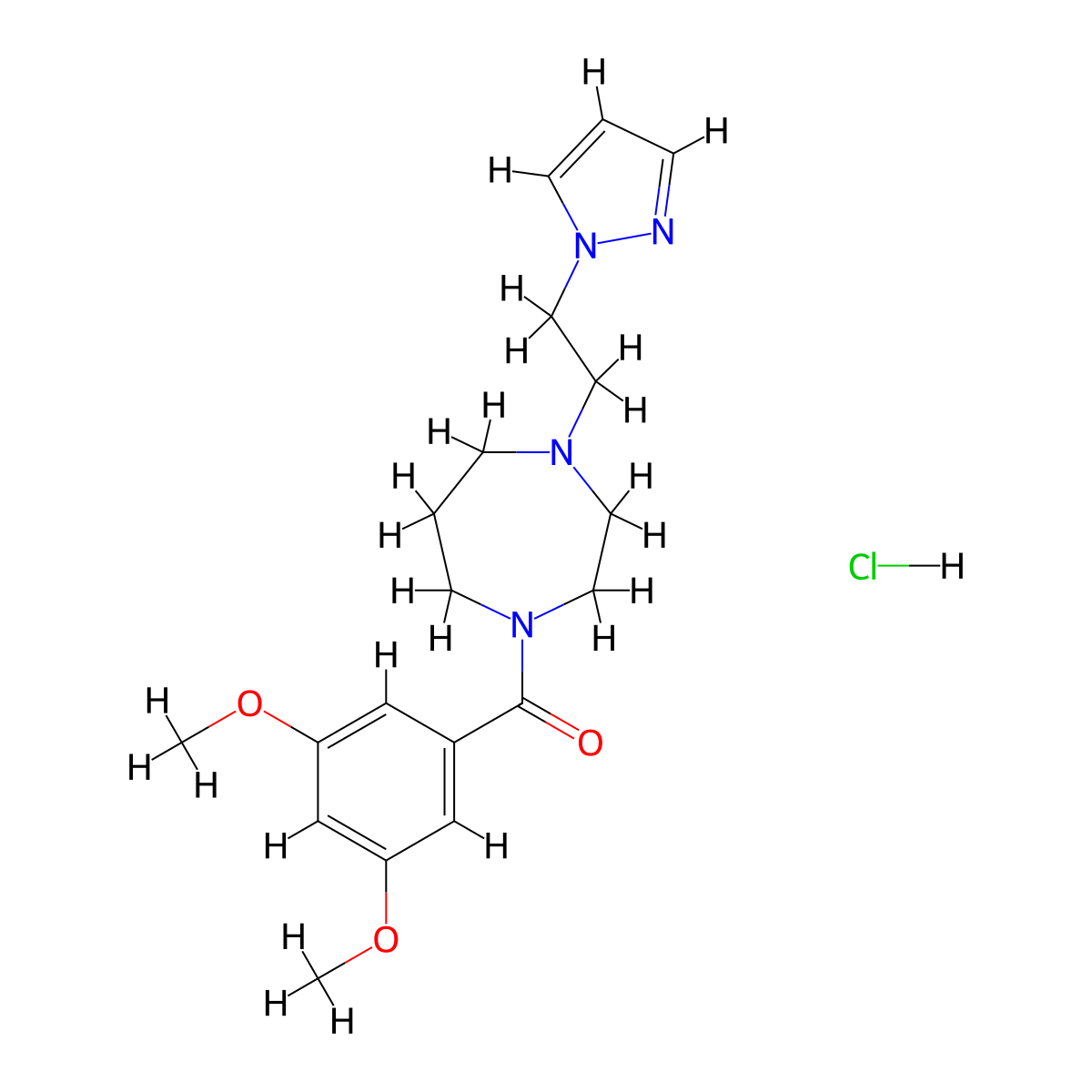 (4-(2-(1H-pyrazol-1-yl)ethyl)-1,4-diazepan-1-yl)(3,5-dimethoxyphenyl)methanone hydrochloride molecular structure, CAS 1396807-68-3