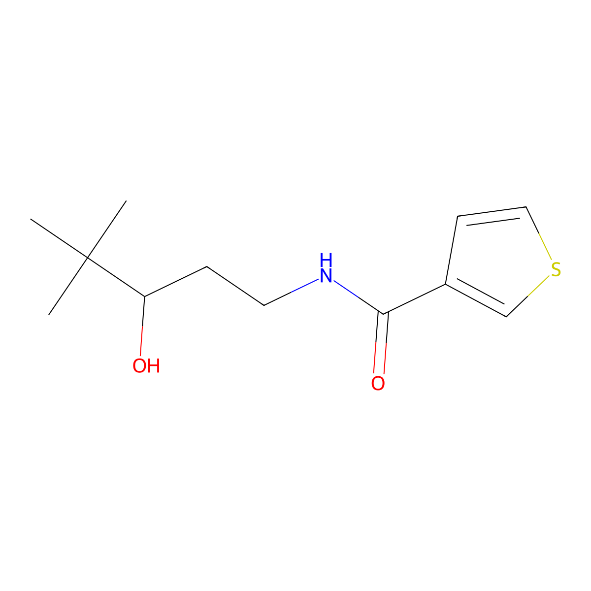 N-(3-hydroxy-4,4-dimethylpentyl)thiophene-3-carboxamide molecular structure, CAS 1396807-79-6