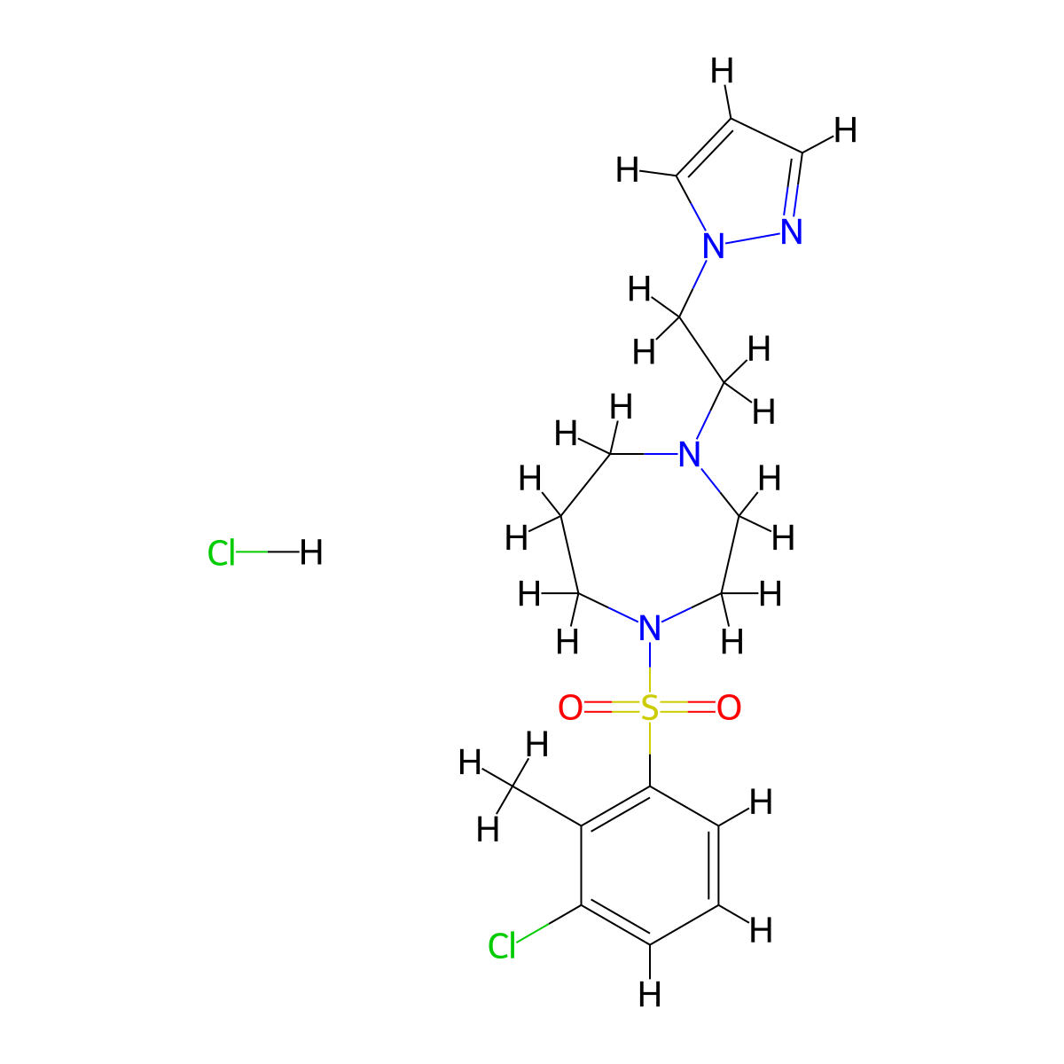 1-(2-(1H-pyrazol-1-yl)ethyl)-4-((3-chloro-2-methylphenyl)sulfonyl)-1,4-diazepane hydrochloride molecular structure, CAS 1396807-80-9