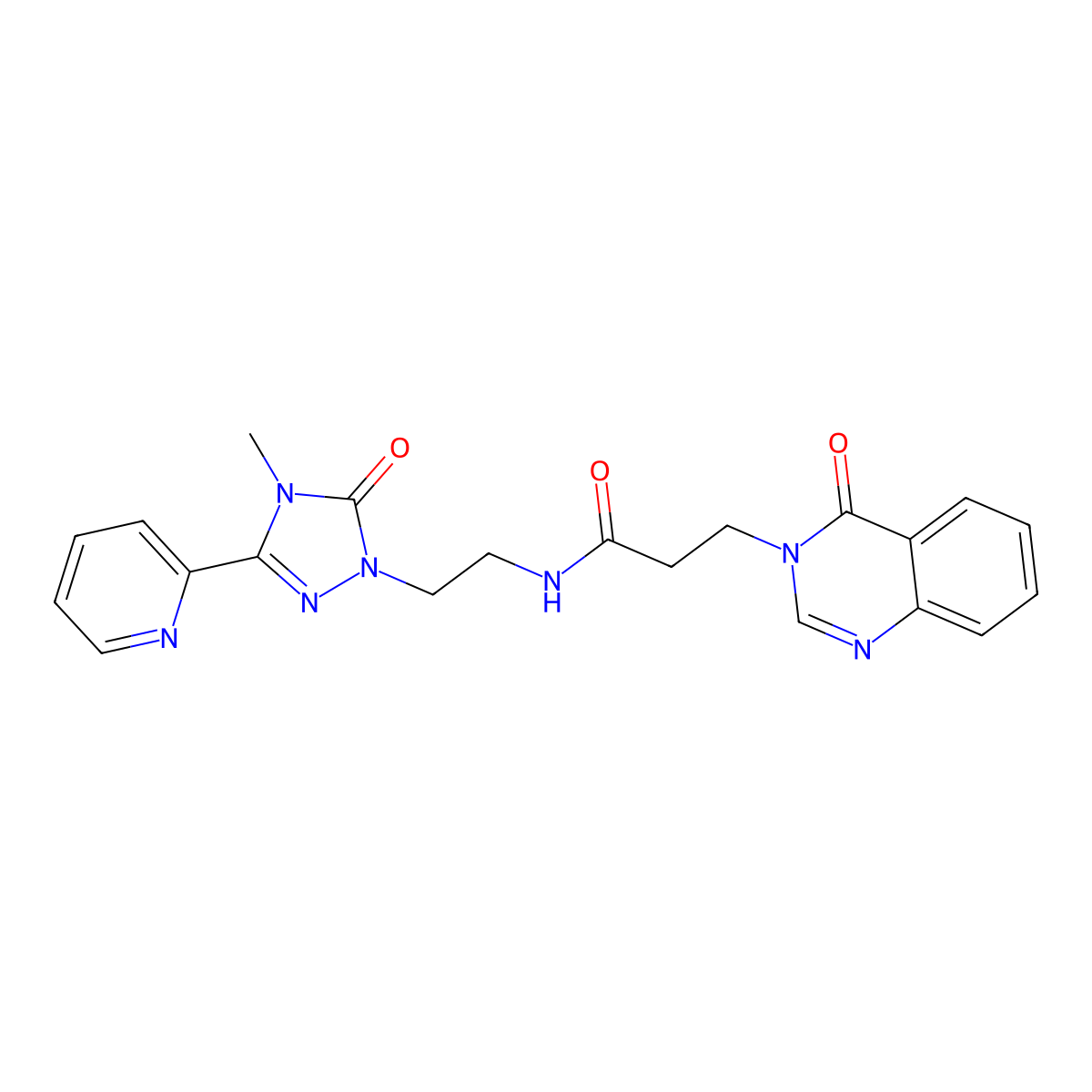 N-(2-(4-methyl-5-oxo-3-(pyridin-2-yl)-4,5-dihydro-1H-1,2,4-triazol-1-yl)ethyl)-3-(4-oxoquinazolin-3(4H)-yl)propanamide molecular structure, CAS 1396807-82-1