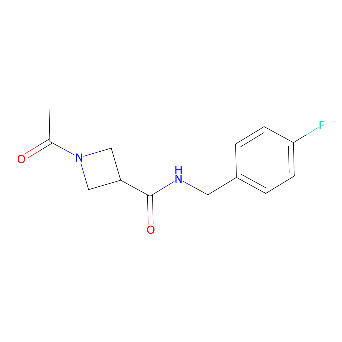 1-acetyl-N-(4-fluorobenzyl)azetidine-3-carboxamide molecular structure, CAS 1396807-86-5