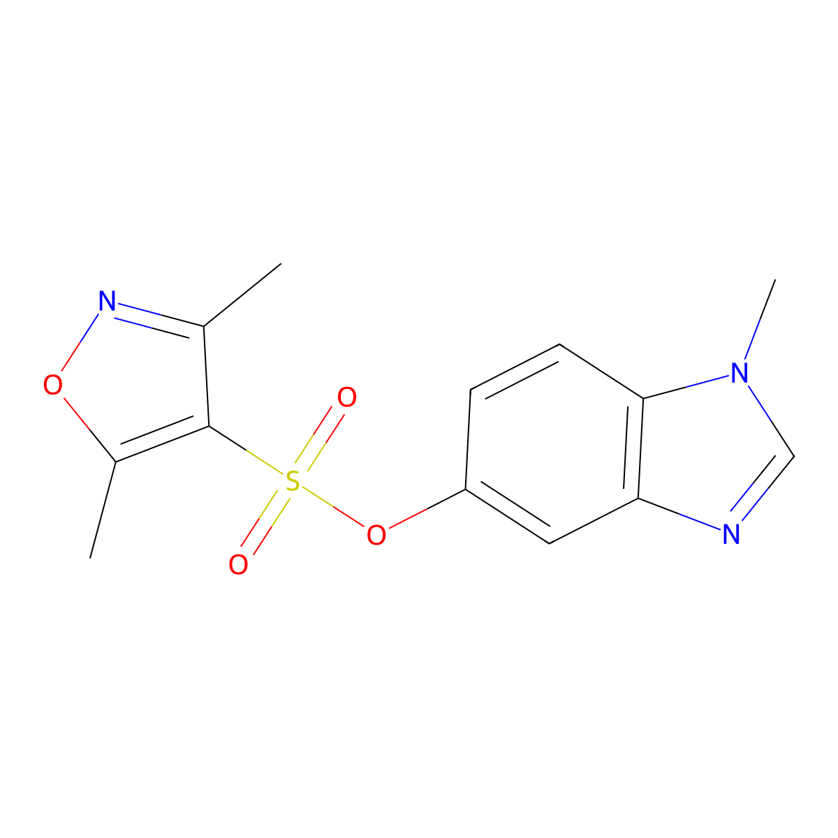 1-methyl-1H-benzo[d]imidazol-5-yl 3,5-dimethylisoxazole-4-sulfonate molecular structure, CAS 1396807-90-1