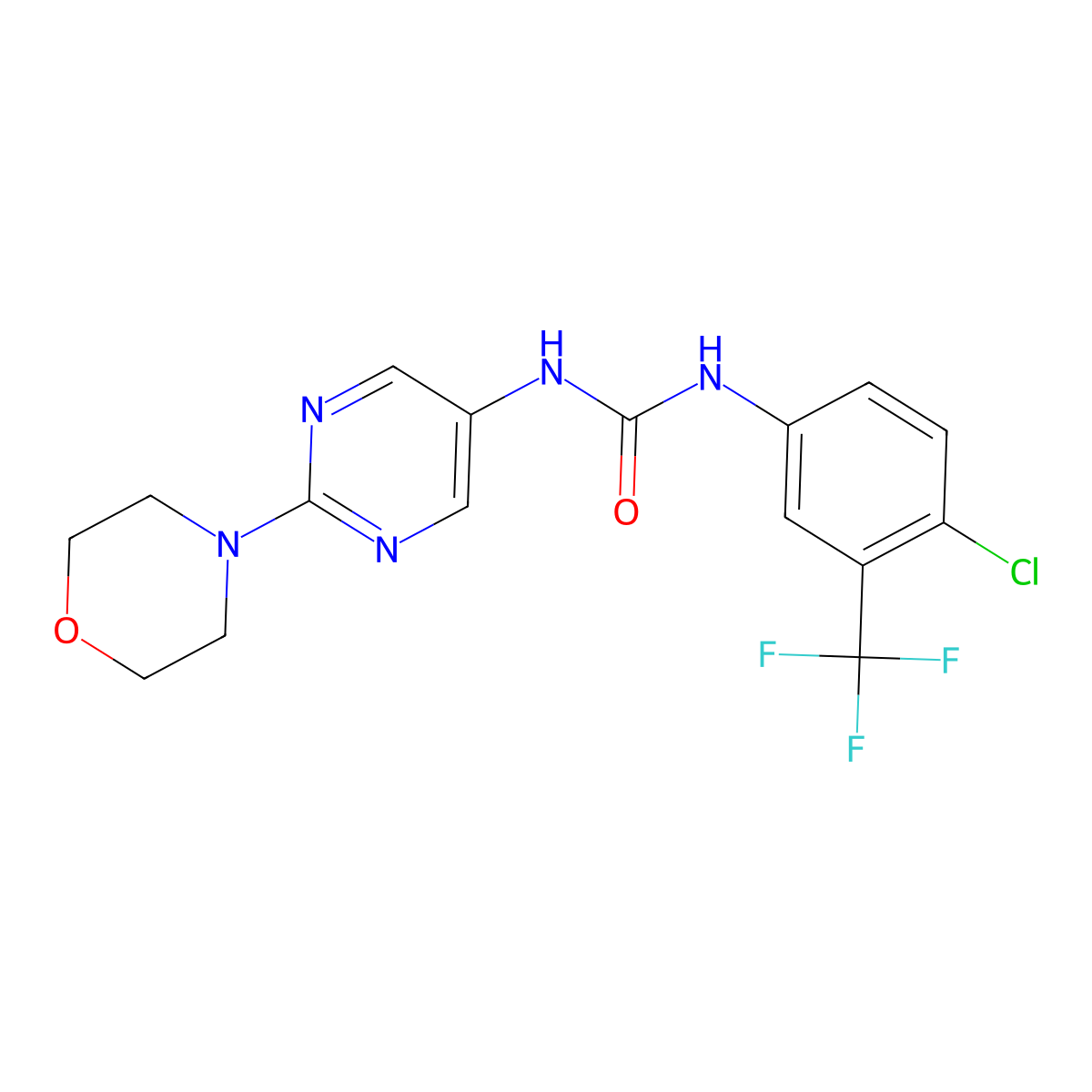 1-(4-Chloro-3-(trifluoromethyl)phenyl)-3-(2-morpholinopyrimidin-5-yl)urea molecular structure, CAS 1396807-91-2