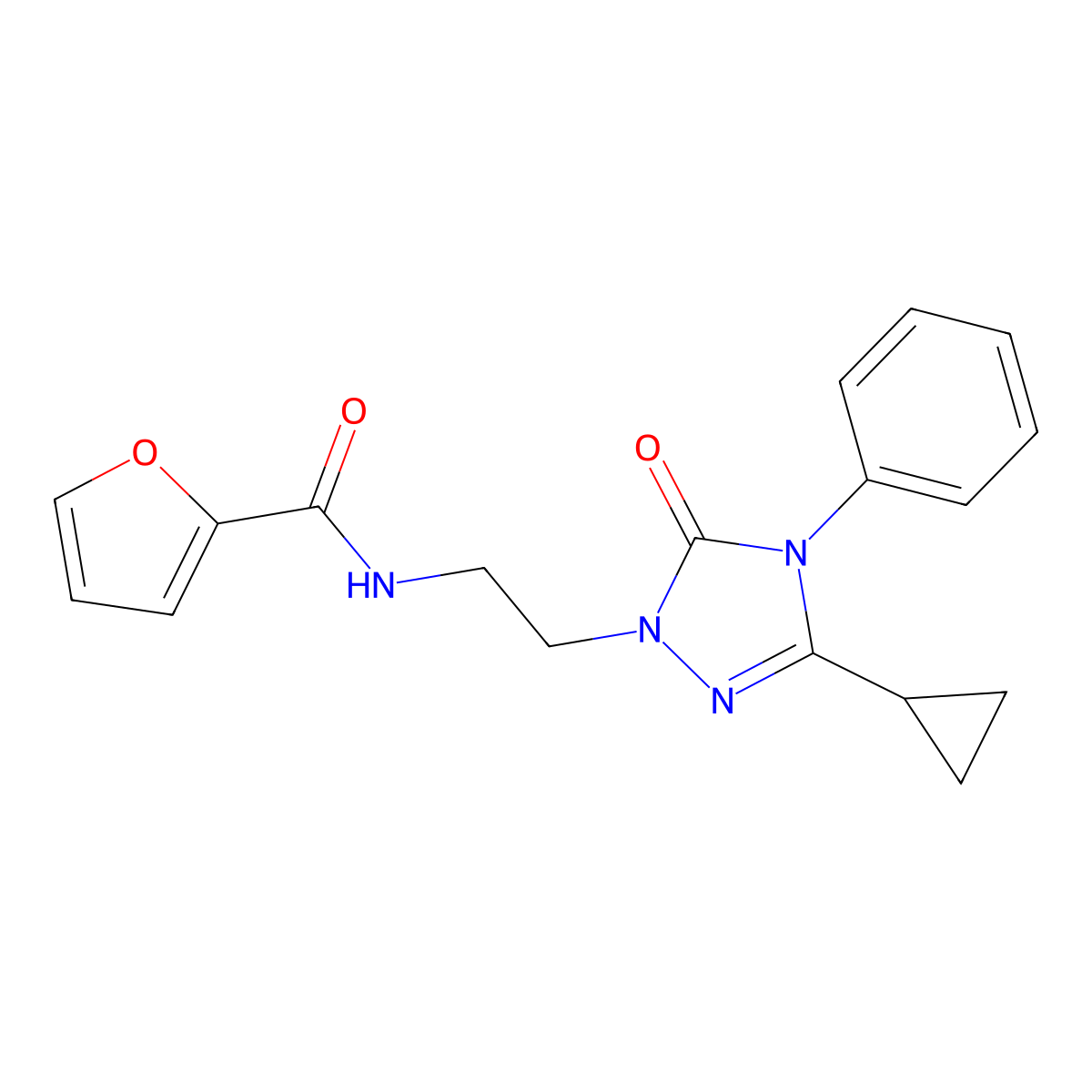 N-[2-(3-cyclopropyl-5-oxo-4-phenyl-4,5-dihydro-1H-1,2,4-triazol-1-yl)ethyl]furan-2-carboxamide molecular structure, CAS 1396807-94-5