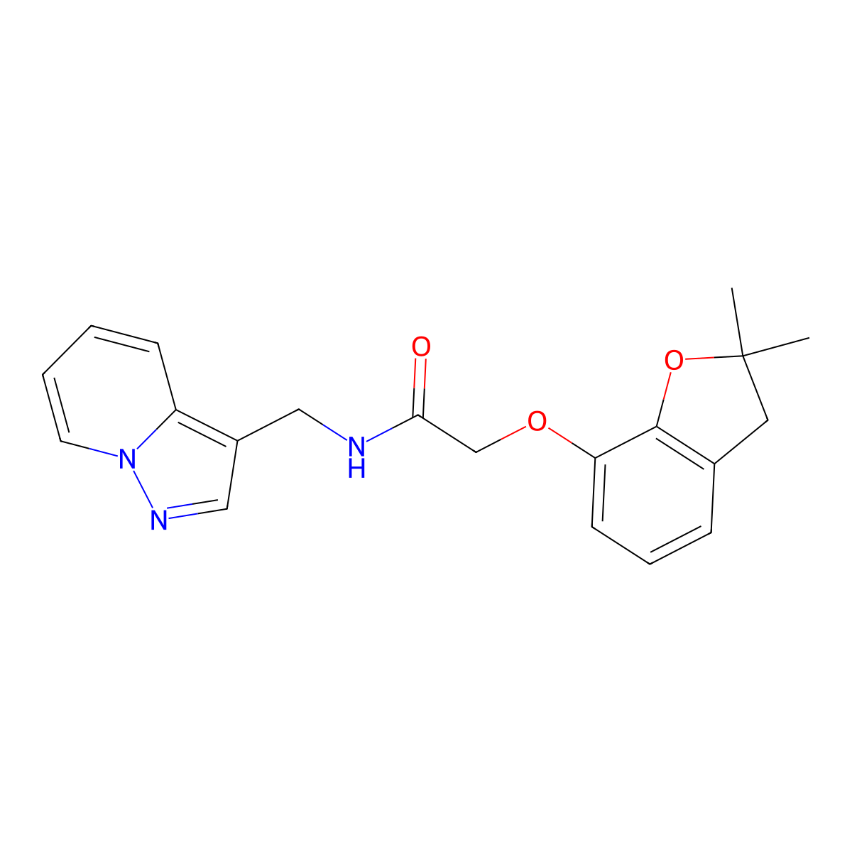 2-((2,2-dimethyl-2,3-dihydrobenzofuran-7-yl)oxy)-N-(pyrazolo[1,5-a]pyridin-3-ylmethyl)acetamide molecular structure, CAS 1396807-95-6