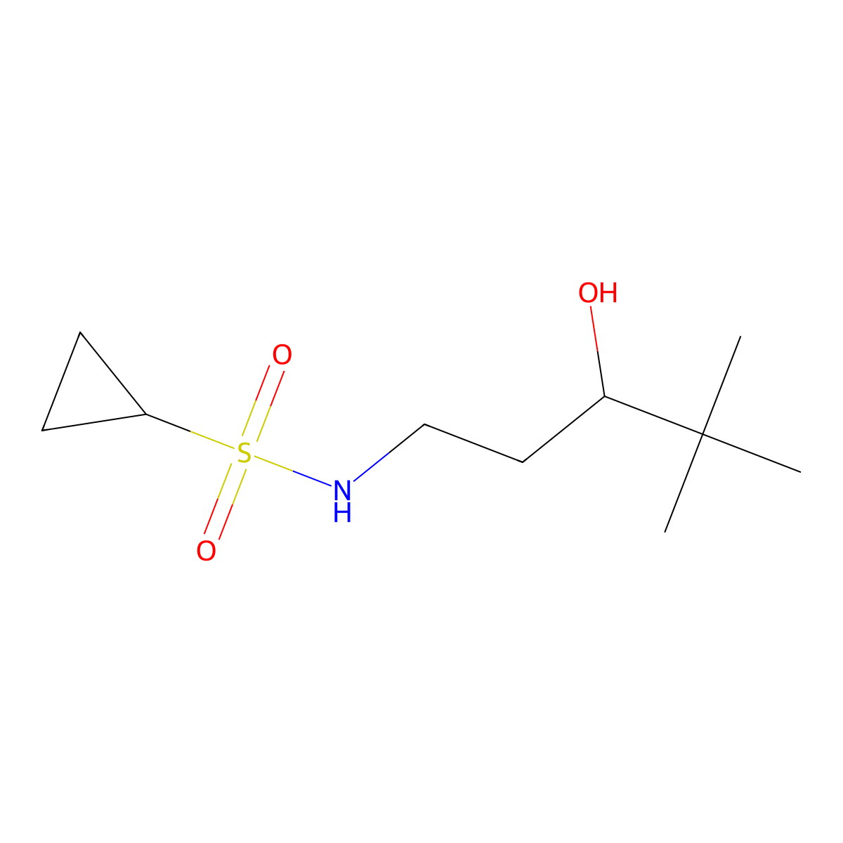N-(3-hydroxy-4,4-dimethylpentyl)cyclopropanesulfonamide molecular structure, CAS 1396807-99-0