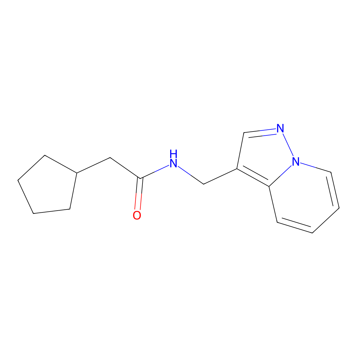 2-cyclopentyl-N-(pyrazolo[1,5-a]pyridin-3-ylmethyl)acetamide molecular structure, CAS 1396808-06-2