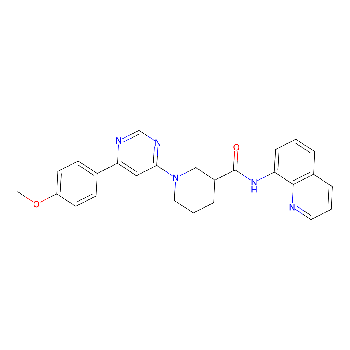 1-(6-(4-methoxyphenyl)pyrimidin-4-yl)-N-(quinolin-8-yl)piperidine-3-carboxamide molecular structure, CAS 1396808-07-3