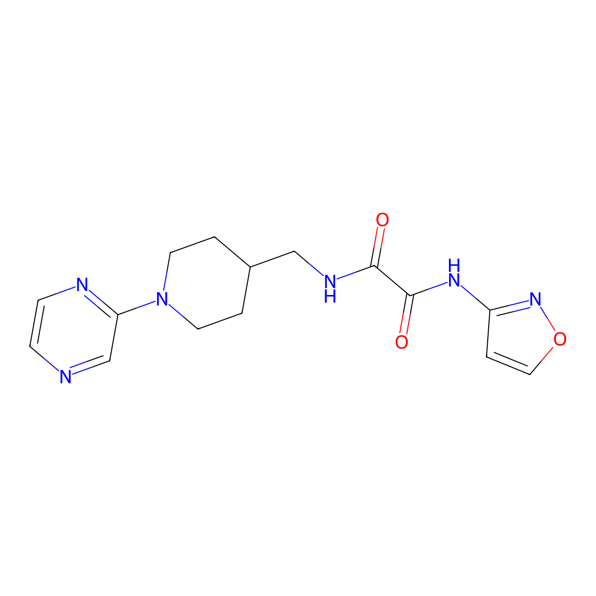 N1-(isoxazol-3-yl)-N2-((1-(pyrazin-2-yl)piperidin-4-yl)methyl)oxalamide molecular structure, CAS 1396808-18-6
