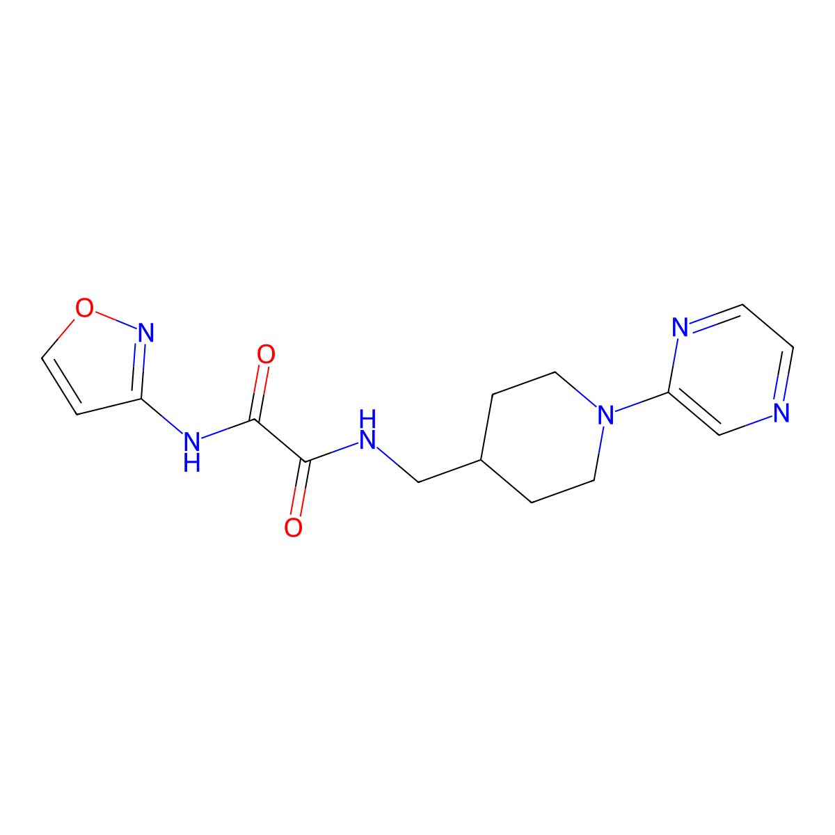 N1-(isoxazol-3-yl)-N2-((1-(pyrazin-2-yl)piperidin-4-yl)methyl)oxalamide molecular structure, CAS 1396808-18-6