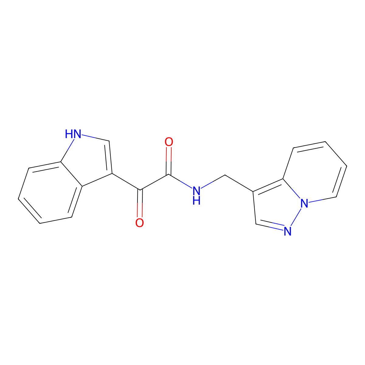 2-(1H-indol-3-yl)-2-oxo-N-(pyrazolo[1,5-a]pyridin-3-ylmethyl)acetamide molecular structure, CAS 1396808-21-1