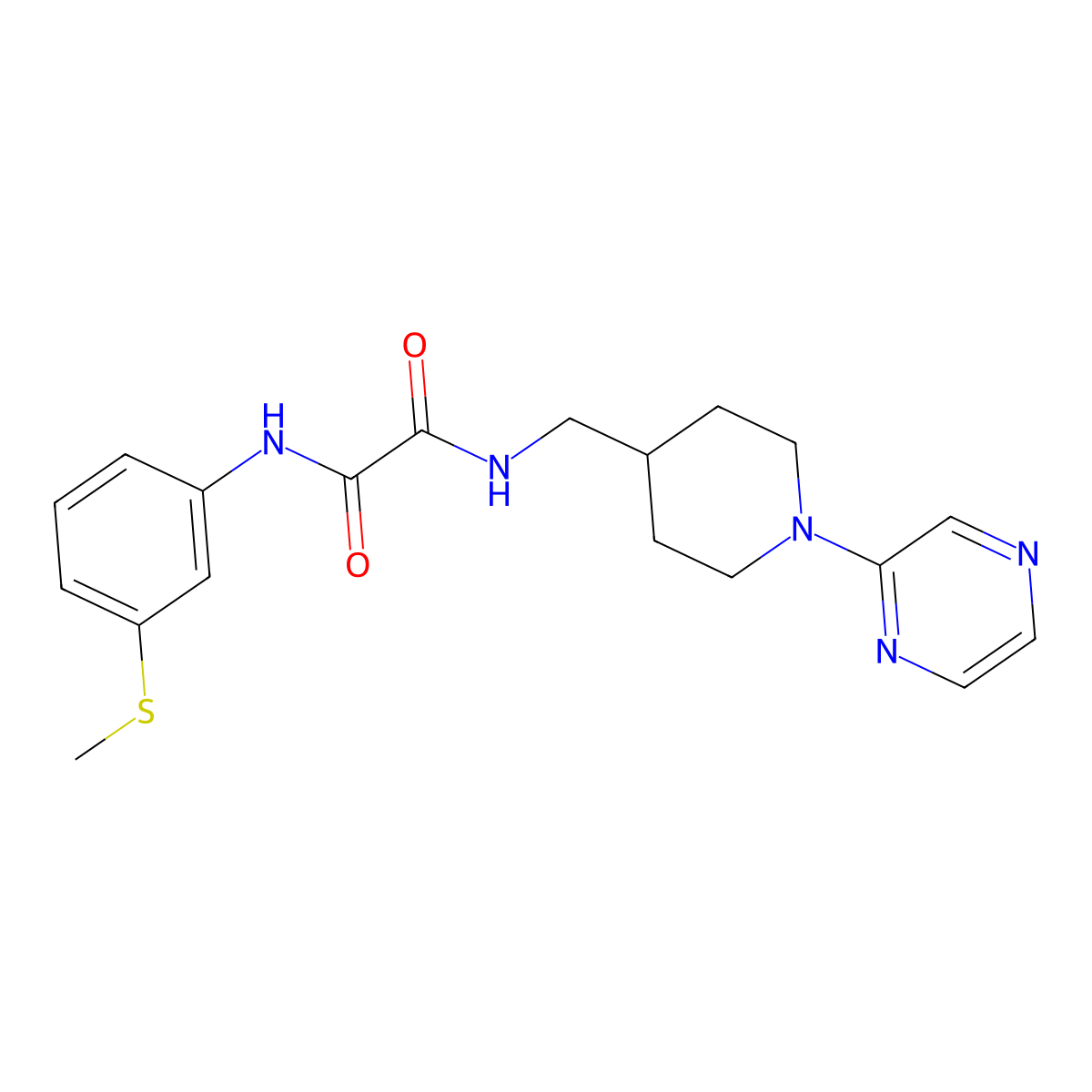 N1-(3-(methylthio)phenyl)-N2-((1-(pyrazin-2-yl)piperidin-4-yl)methyl)oxalamide molecular structure, CAS 1396808-23-3