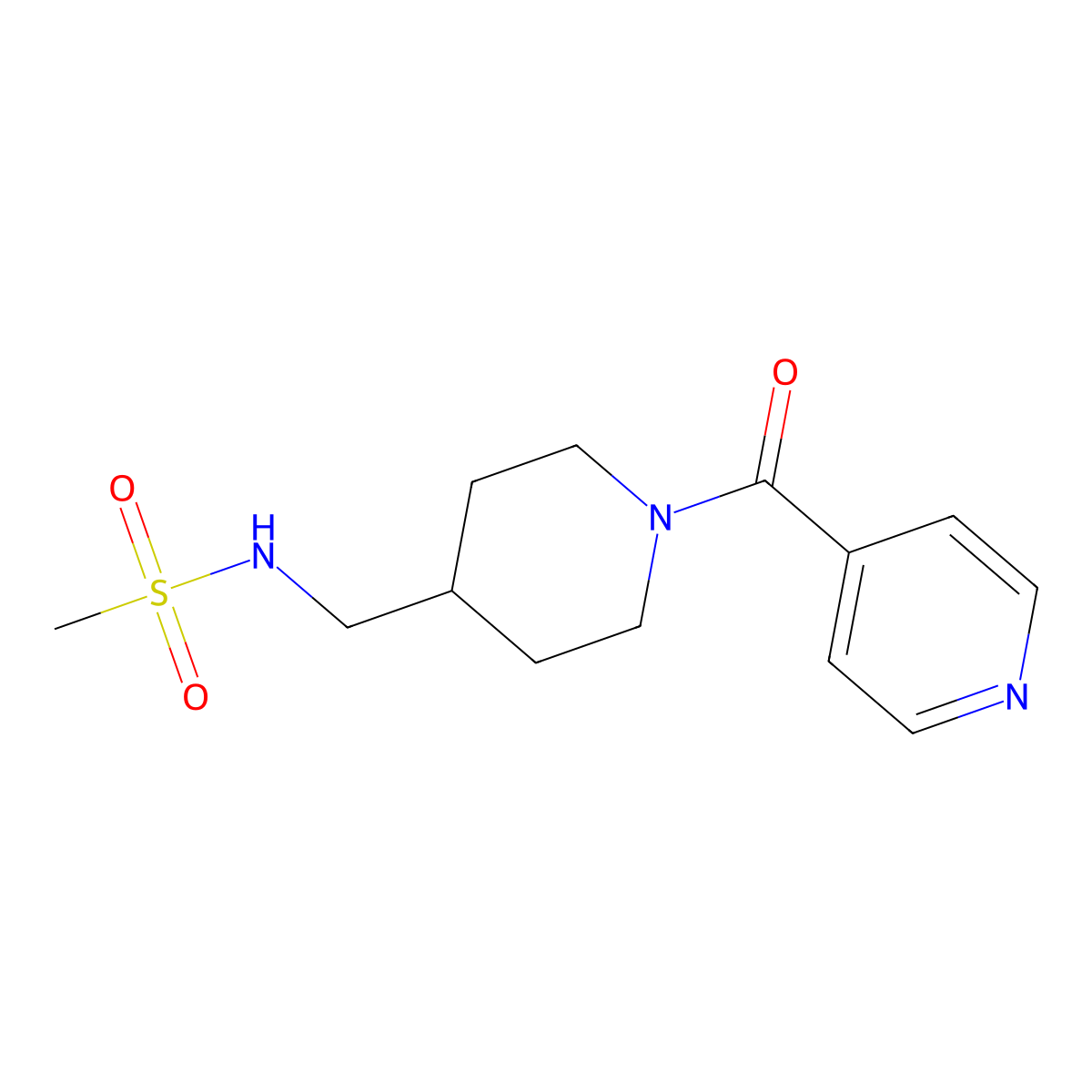 N-{[1-(pyridine-4-carbonyl)piperidin-4-yl]methyl}methanesulfonamide molecular structure, CAS 1396808-28-8