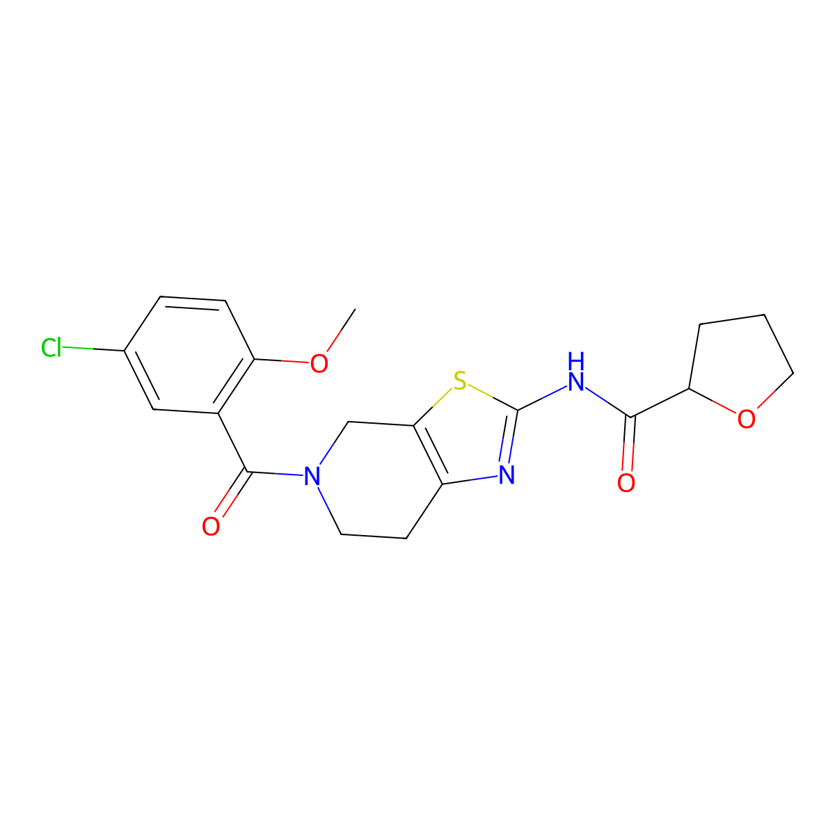 N-(5-(5-chloro-2-methoxybenzoyl)-4,5,6,7-tetrahydrothiazolo[5,4-c]pyridin-2-yl)tetrahydrofuran-2-carboxamide molecular structure, CAS 1396808-30-2