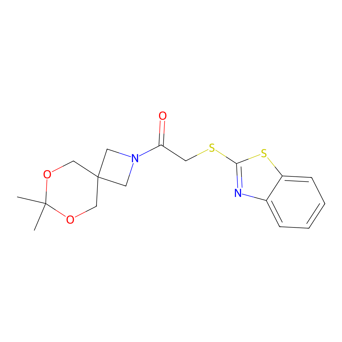 2-(Benzo[d]thiazol-2-ylthio)-1-(7,7-dimethyl-6,8-dioxa-2-azaspiro[3.5]nonan-2-yl)ethanone molecular structure, CAS 1396808-54-0