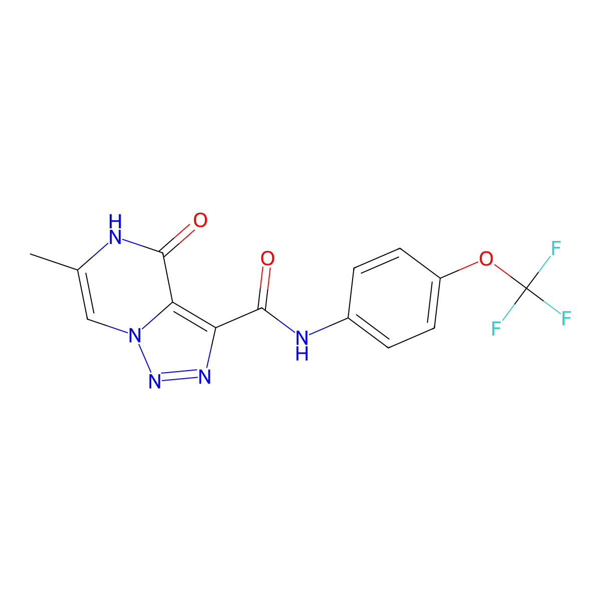 6-methyl-4-oxo-N-[4-(trifluoromethoxy)phenyl]-4,5-dihydro[1,2,3]triazolo[1,5-a]pyrazine-3-carboxamide molecular structure, CAS 1396808-57-3