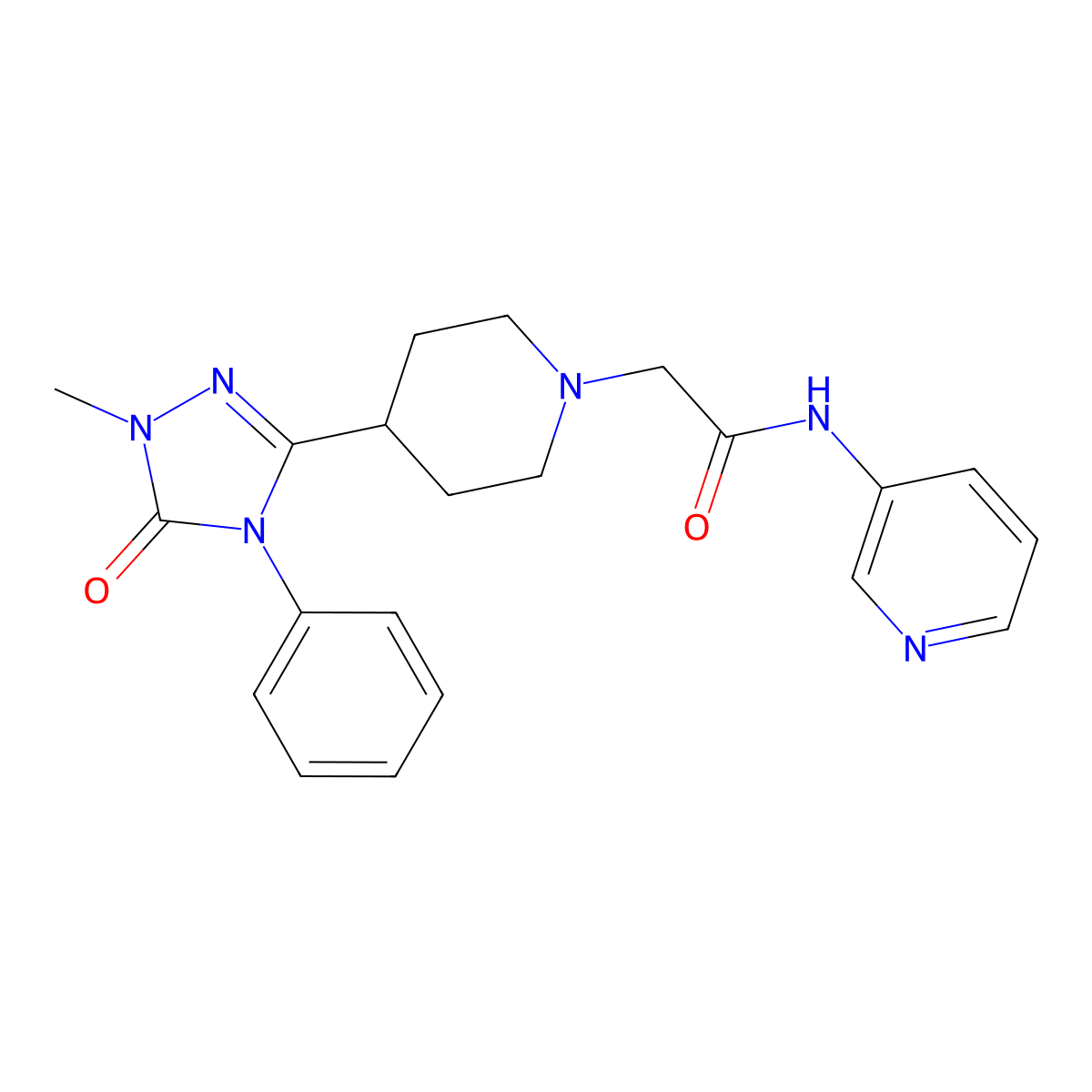 2-[4-(1-methyl-5-oxo-4-phenyl-4,5-dihydro-1H-1,2,4-triazol-3-yl)piperidin-1-yl]-N-(pyridin-3-yl)acetamide molecular structure, CAS 1396808-60-8