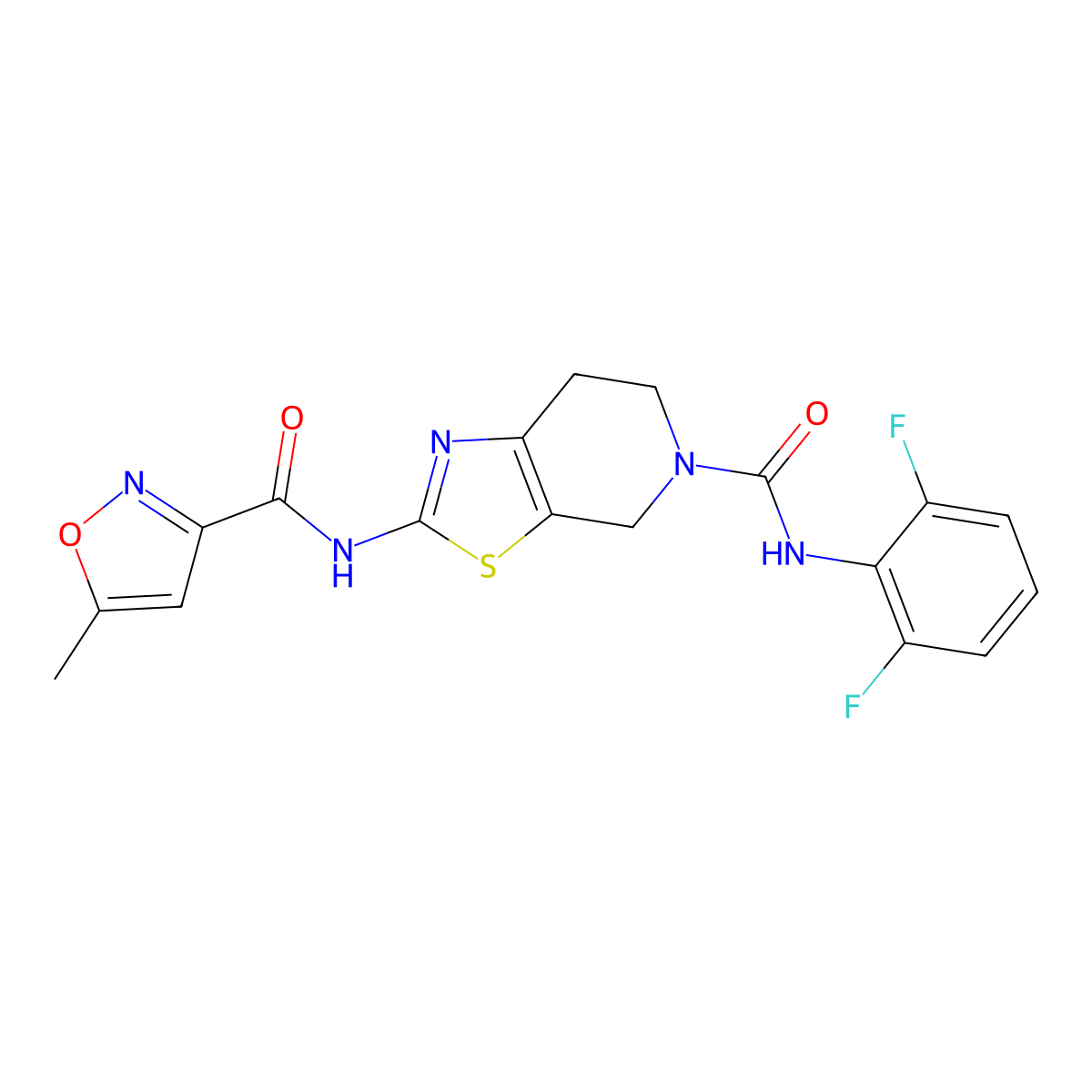 N-(5-((2,6-difluorophenyl)carbamoyl)-4,5,6,7-tetrahydrothiazolo[5,4-c]pyridin-2-yl)-5-methylisoxazole-3-carboxamide molecular structure, CAS 1396808-65-3