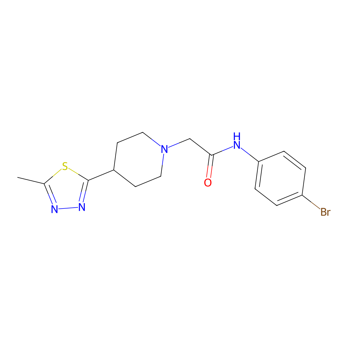 N-(4-bromophenyl)-2-[4-(5-methyl-1,3,4-thiadiazol-2-yl)piperidin-1-yl]acetamide molecular structure, CAS 1396808-67-5