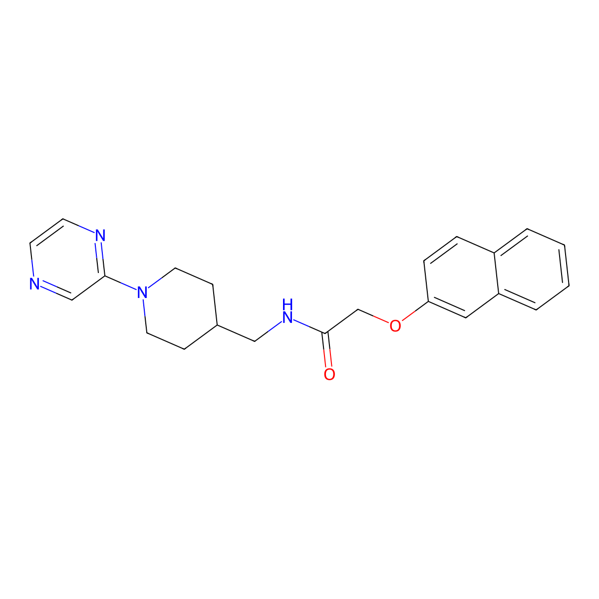 2-(naphthalen-2-yloxy)-N-((1-(pyrazin-2-yl)piperidin-4-yl)methyl)acetamide molecular structure, CAS 1396808-69-7