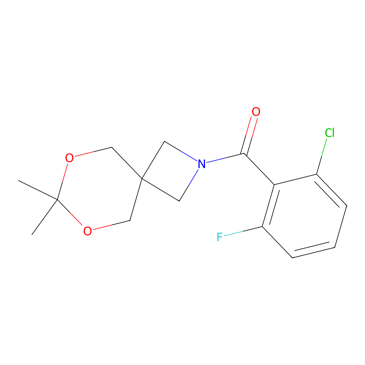 (2-Chloro-6-fluorophenyl)(7,7-dimethyl-6,8-dioxa-2-azaspiro[3.5]nonan-2-yl)methanone molecular structure, CAS 1396808-70-0