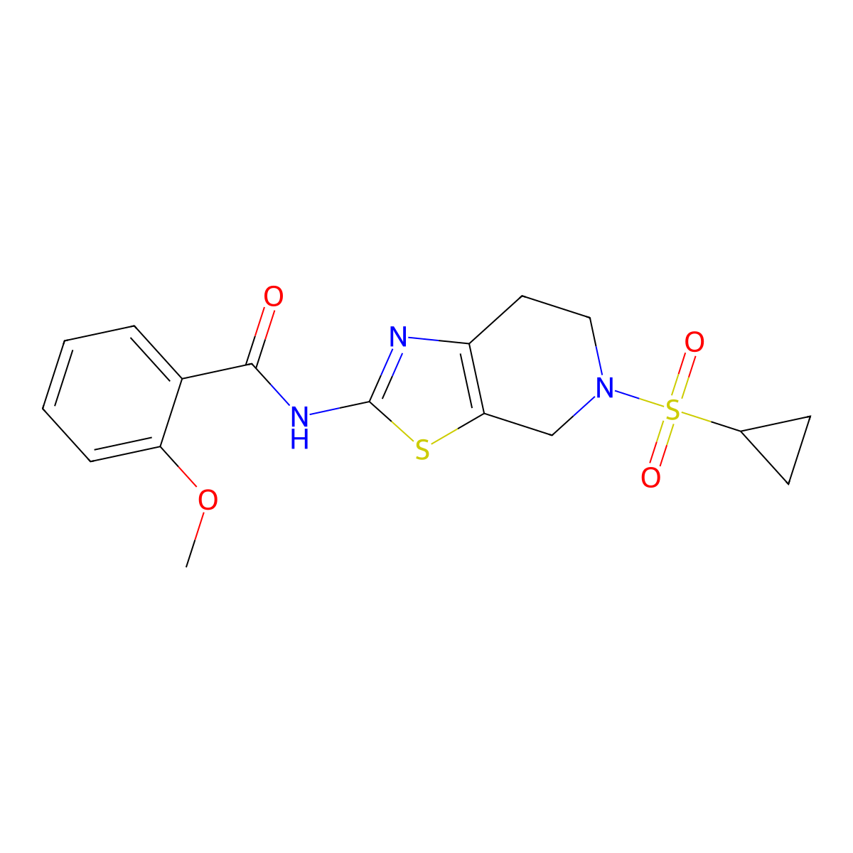 N-(5-(cyclopropylsulfonyl)-4,5,6,7-tetrahydrothiazolo[5,4-c]pyridin-2-yl)-2-methoxybenzamide molecular structure, CAS 1396808-71-1