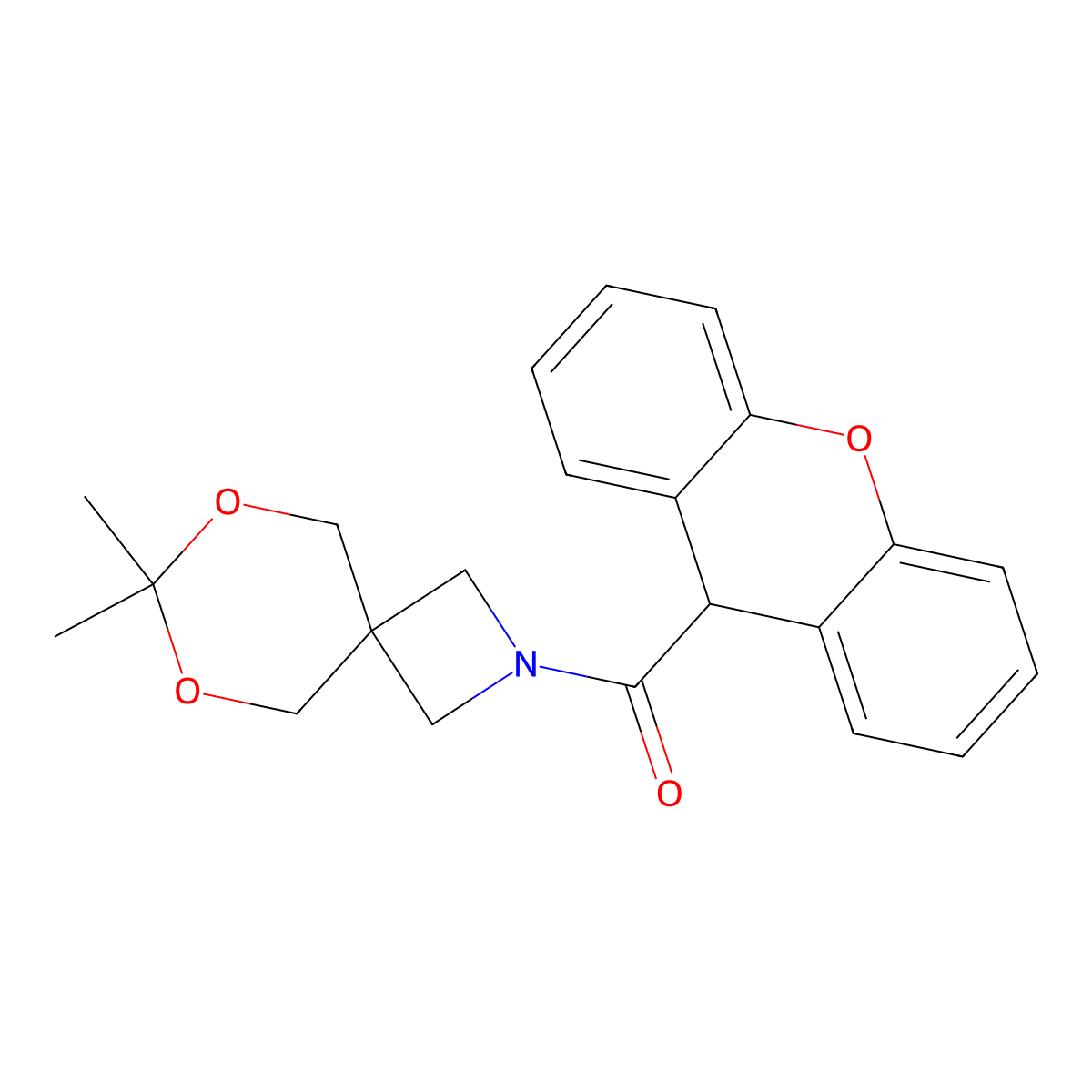 (7,7-dimethyl-6,8-dioxa-2-azaspiro[3.5]nonan-2-yl)(9H-xanthen-9-yl)methanone molecular structure, CAS 1396808-80-2