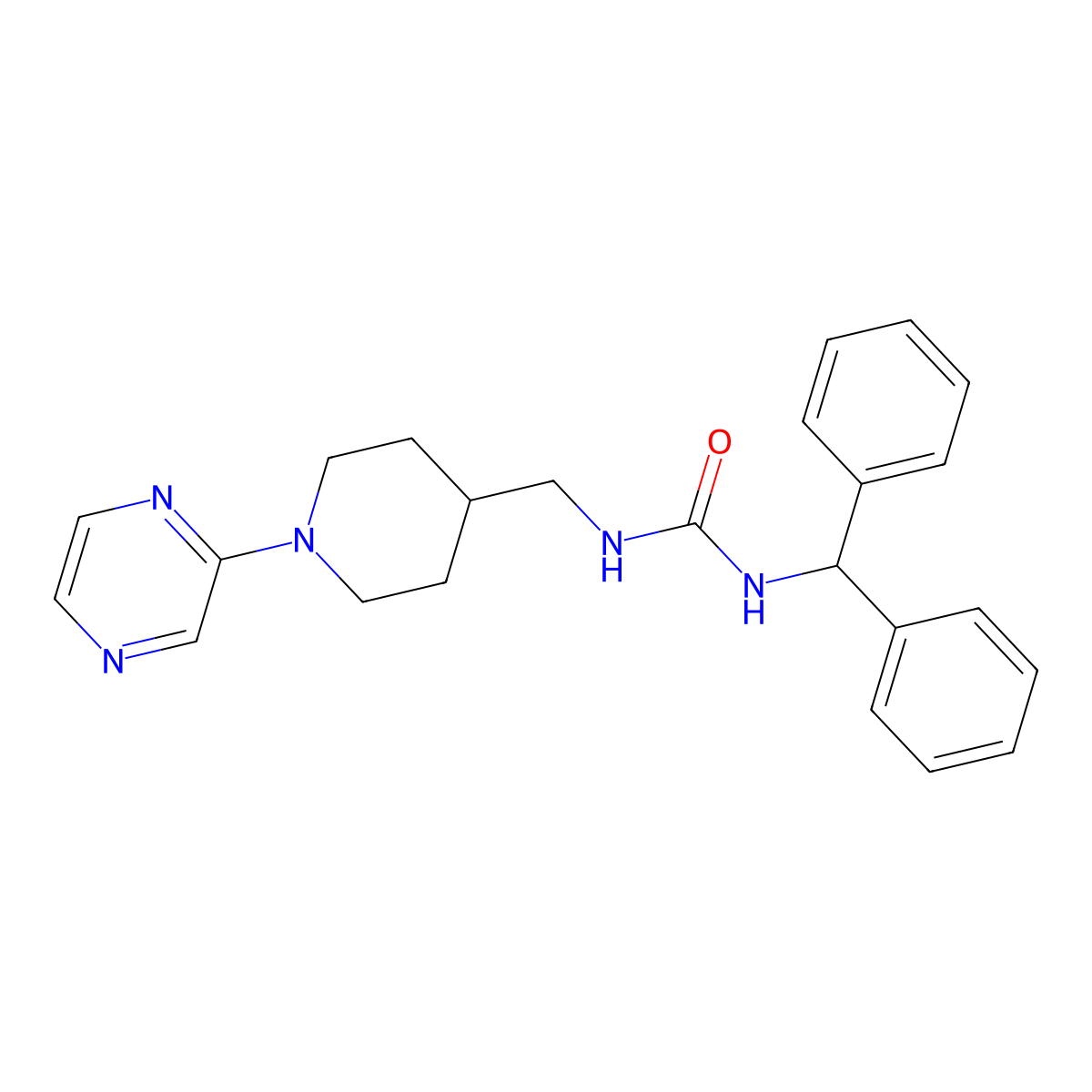1-Benzhydryl-3-((1-(pyrazin-2-yl)piperidin-4-yl)methyl)urea molecular structure, CAS 1396808-81-3