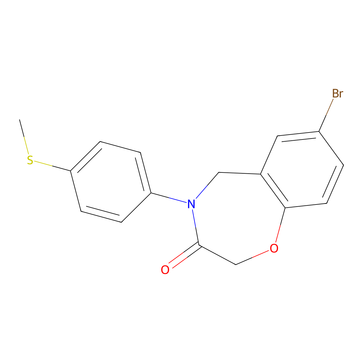 7-bromo-4-[4-(methylthio)phenyl]-4,5-dihydro-1,4-benzoxazepin-3(2H)-one molecular structure, CAS 1396808-82-4