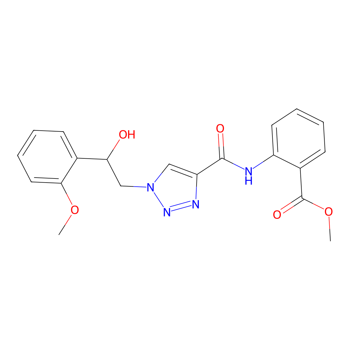 methyl 2-[({1-[2-hydroxy-2-(2-methoxyphenyl)ethyl]-1H-1,2,3-triazol-4-yl}carbonyl)amino]benzoate molecular structure, CAS 1396808-86-8