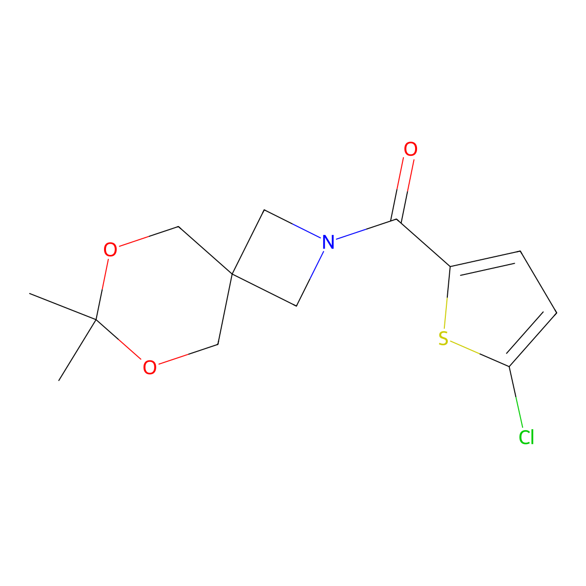 (5-Chlorothiophen-2-yl)(7,7-dimethyl-6,8-dioxa-2-azaspiro[3.5]nonan-2-yl)methanone molecular structure, CAS 1396808-88-0