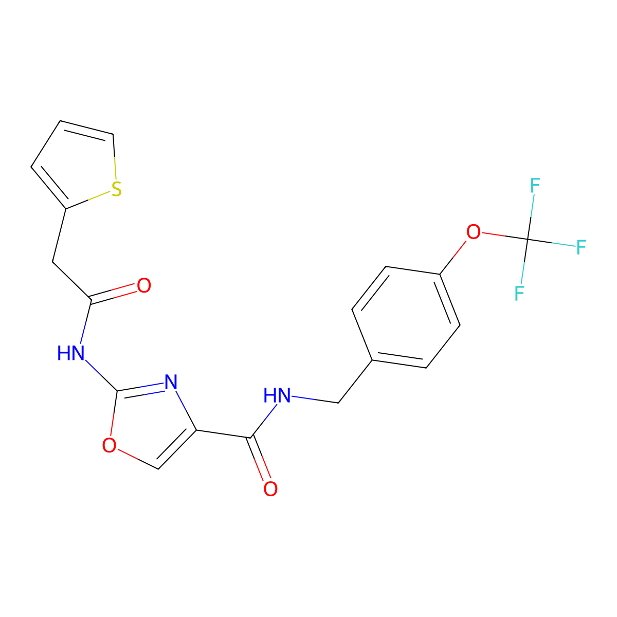 2-(2-(thiophen-2-yl)acetamido)-N-(4-(trifluoromethoxy)benzyl)oxazole-4-carboxamide molecular structure, CAS 1396808-93-7
