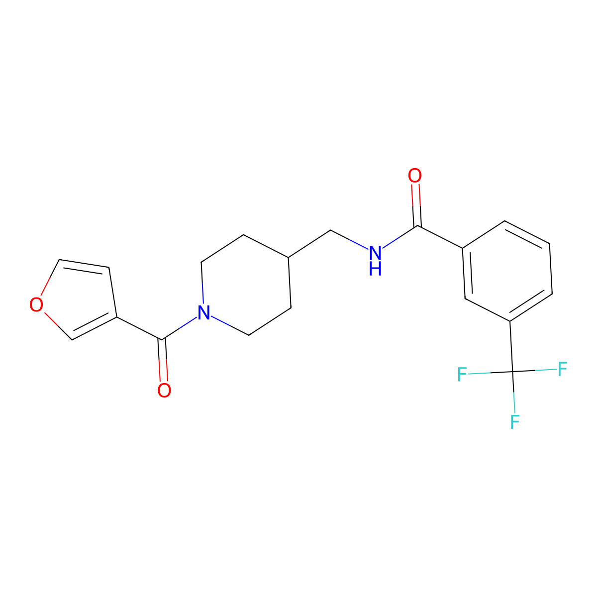 N-{[1-(furan-3-carbonyl)piperidin-4-yl]methyl}-3-(trifluoromethyl)benzamide molecular structure, CAS 1396808-95-9