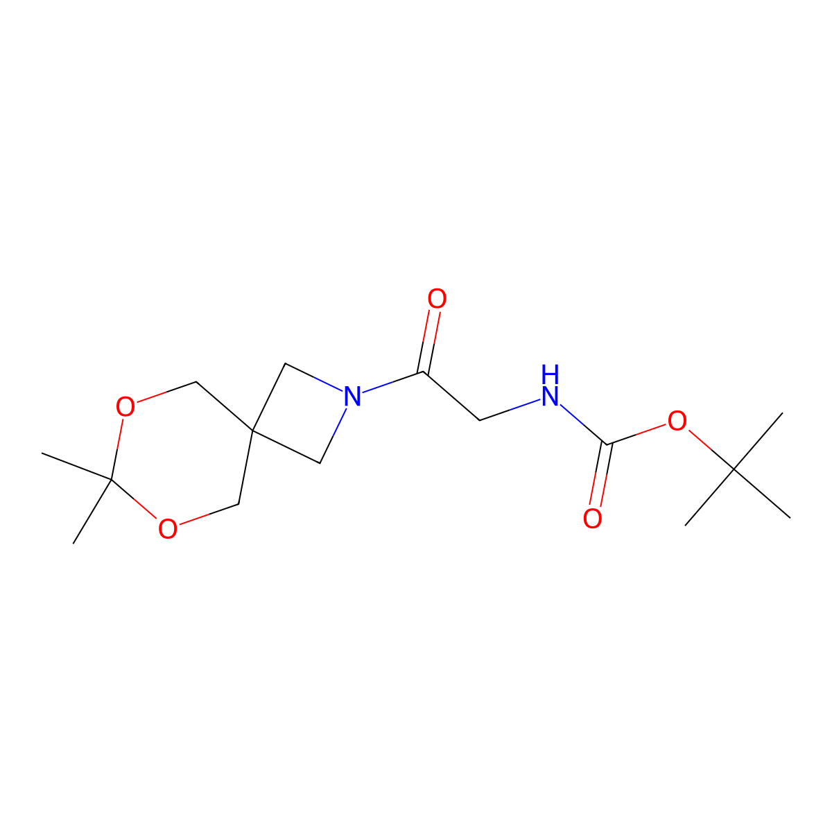 Tert-butyl (2-(7,7-dimethyl-6,8-dioxa-2-azaspiro[3.5]nonan-2-yl)-2-oxoethyl)carbamate molecular structure, CAS 1396808-97-1