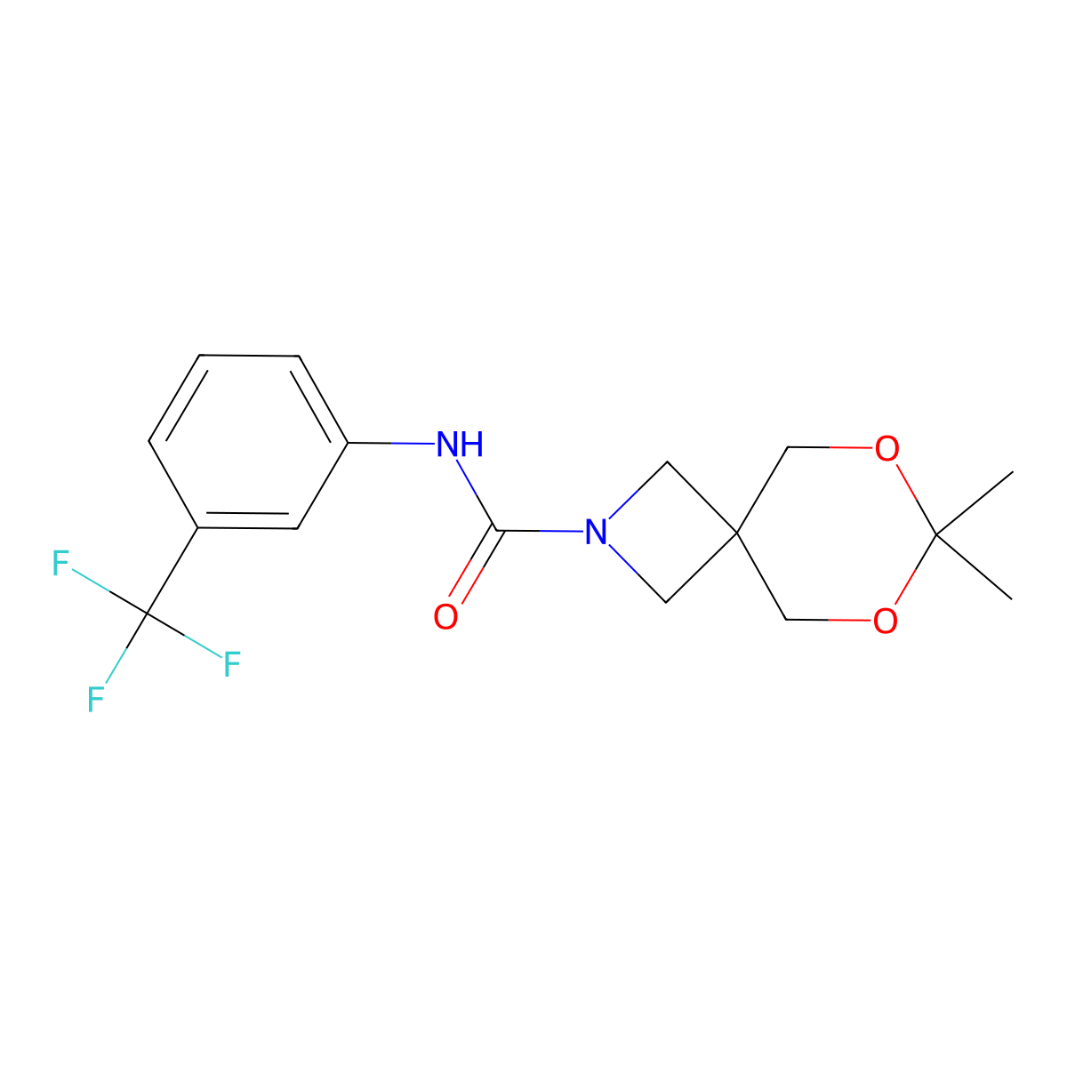 7,7-dimethyl-N-[3-(trifluoromethyl)phenyl]-6,8-dioxa-2-azaspiro[3.5]nonane-2-carboxamide molecular structure, CAS 1396808-98-2