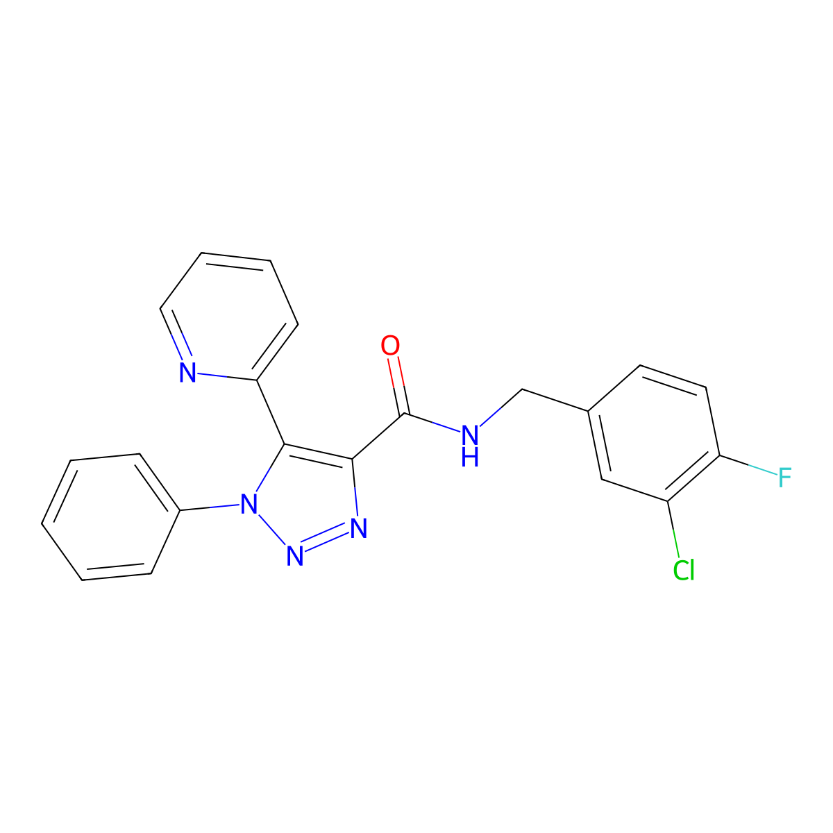 N-(3-chloro-4-fluorobenzyl)-1-phenyl-5-pyridin-2-yl-1H-1,2,3-triazole-4-carboxamide molecular structure, CAS 1396808-99-3