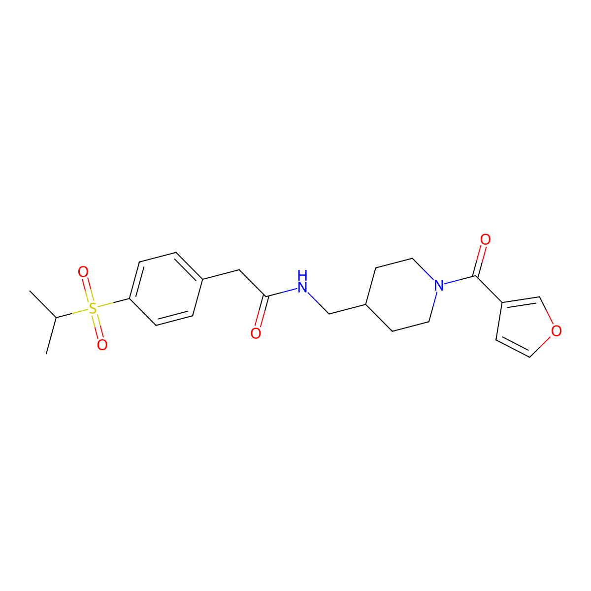 N-((1-(furan-3-carbonyl)piperidin-4-yl)methyl)-2-(4-(isopropylsulfonyl)phenyl)acetamide molecular structure, CAS 1396809-00-9